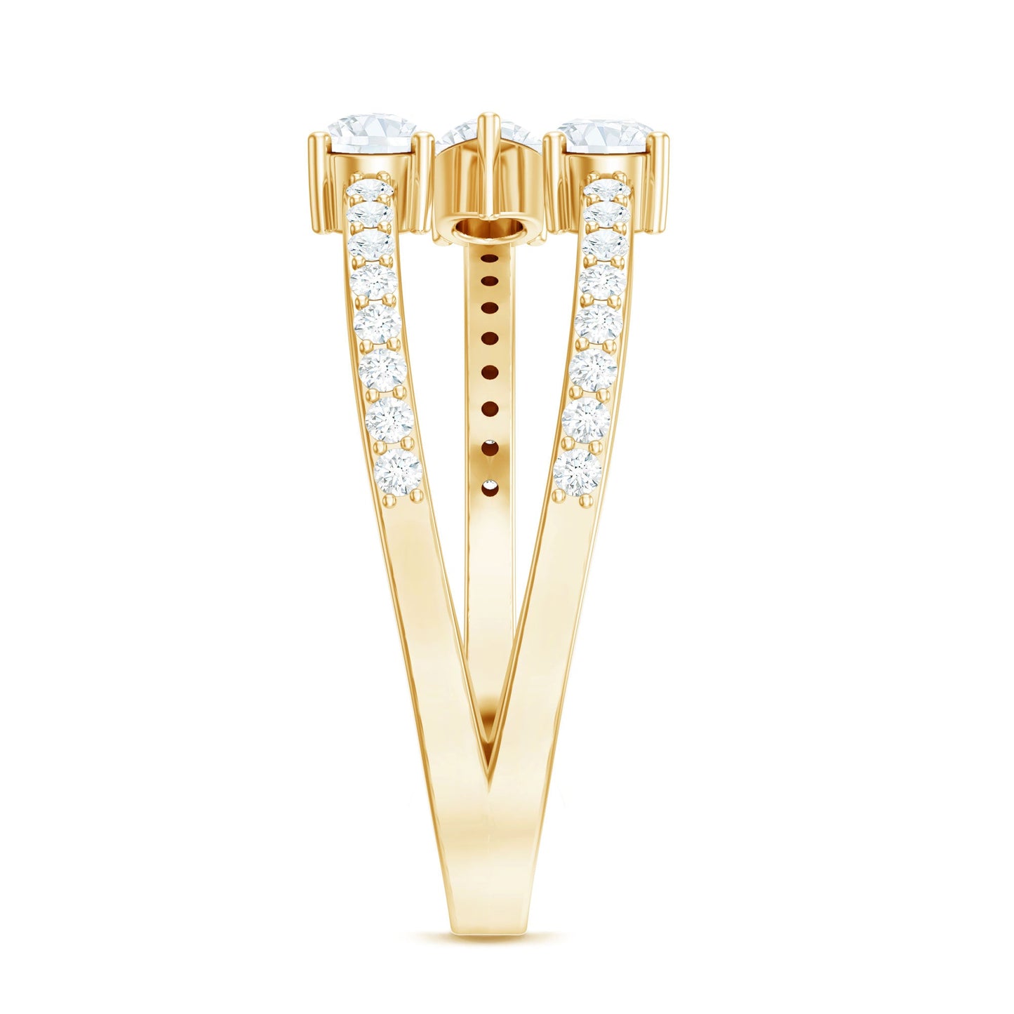 East West Style Moissanite 3 Stone Wrap Ring