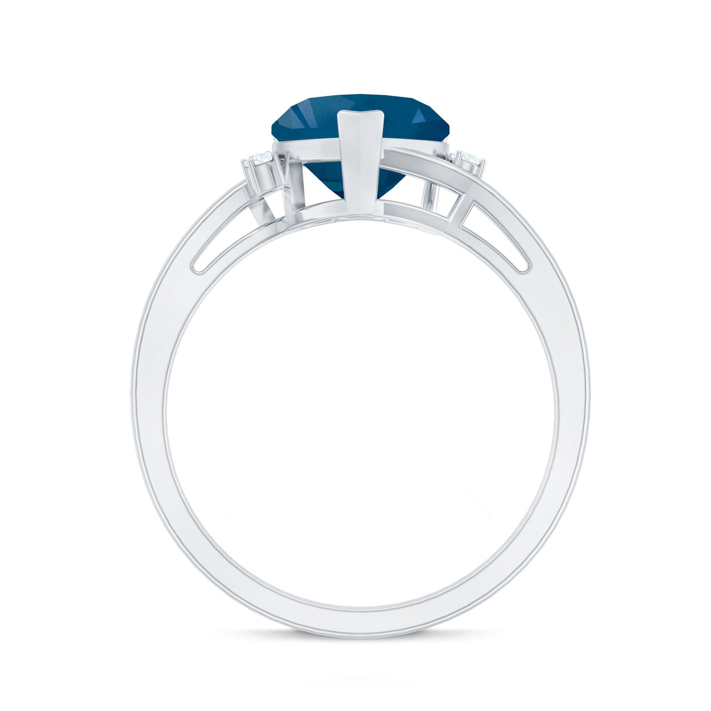 Heart Shaped London Blue Topaz Engagement Ring with Diamonds