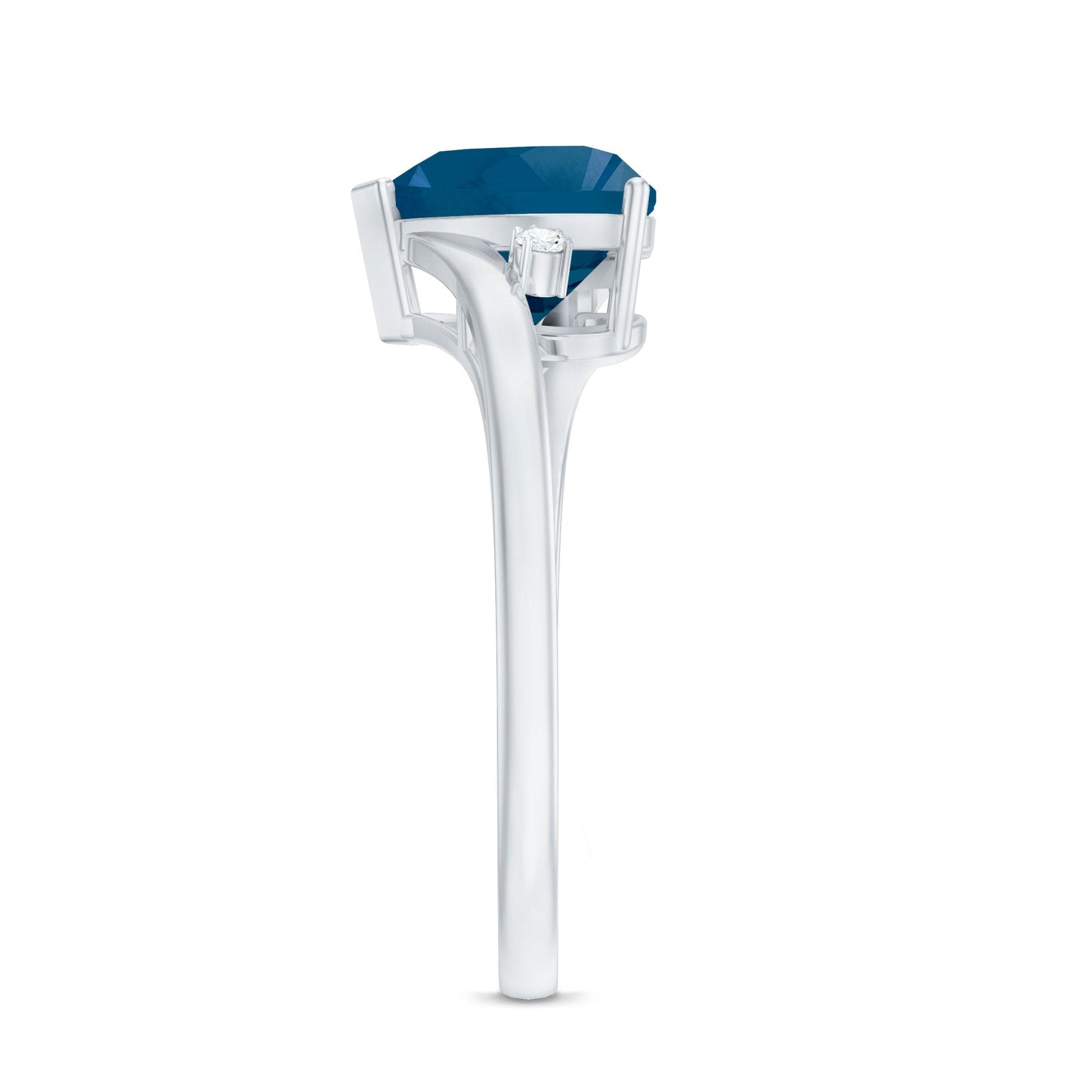Heart Shaped London Blue Topaz Engagement Ring with Diamonds