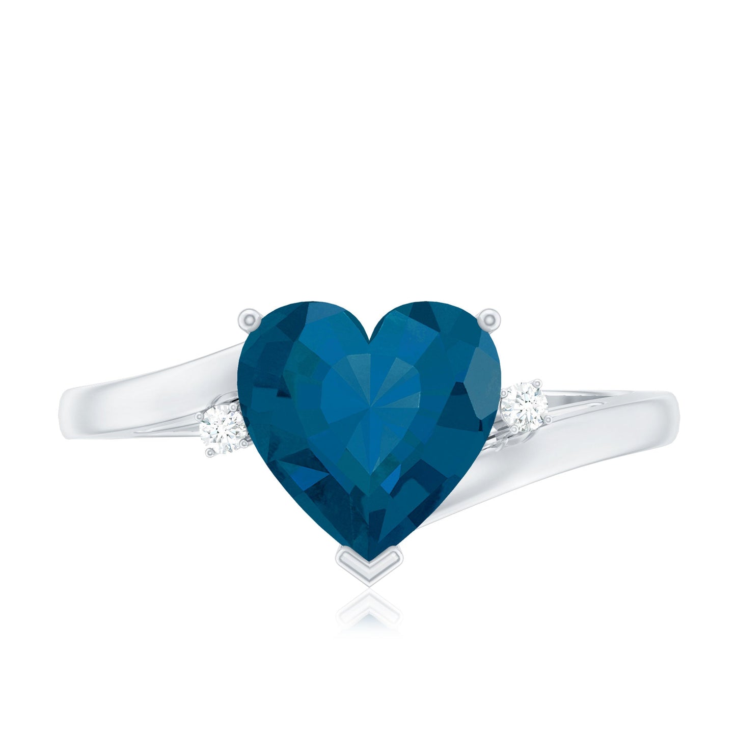 Heart Shaped London Blue Topaz Engagement Ring with Diamonds