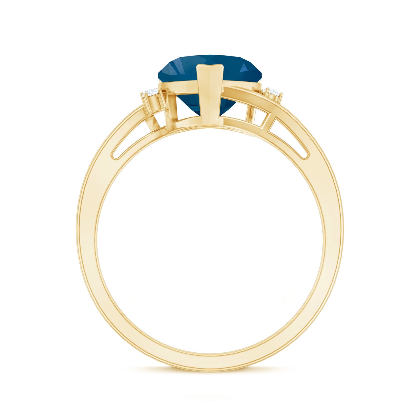 Heart Shaped London Blue Topaz Engagement Ring with Diamonds