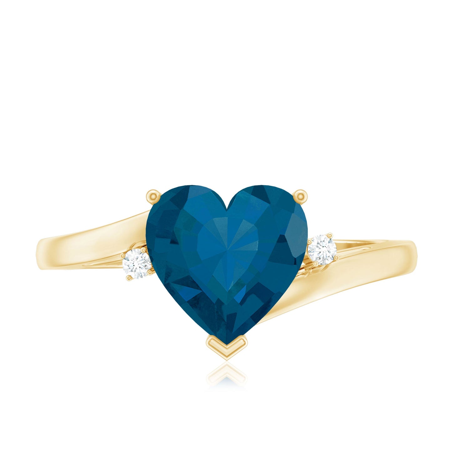 Heart Shaped London Blue Topaz Engagement Ring with Diamonds