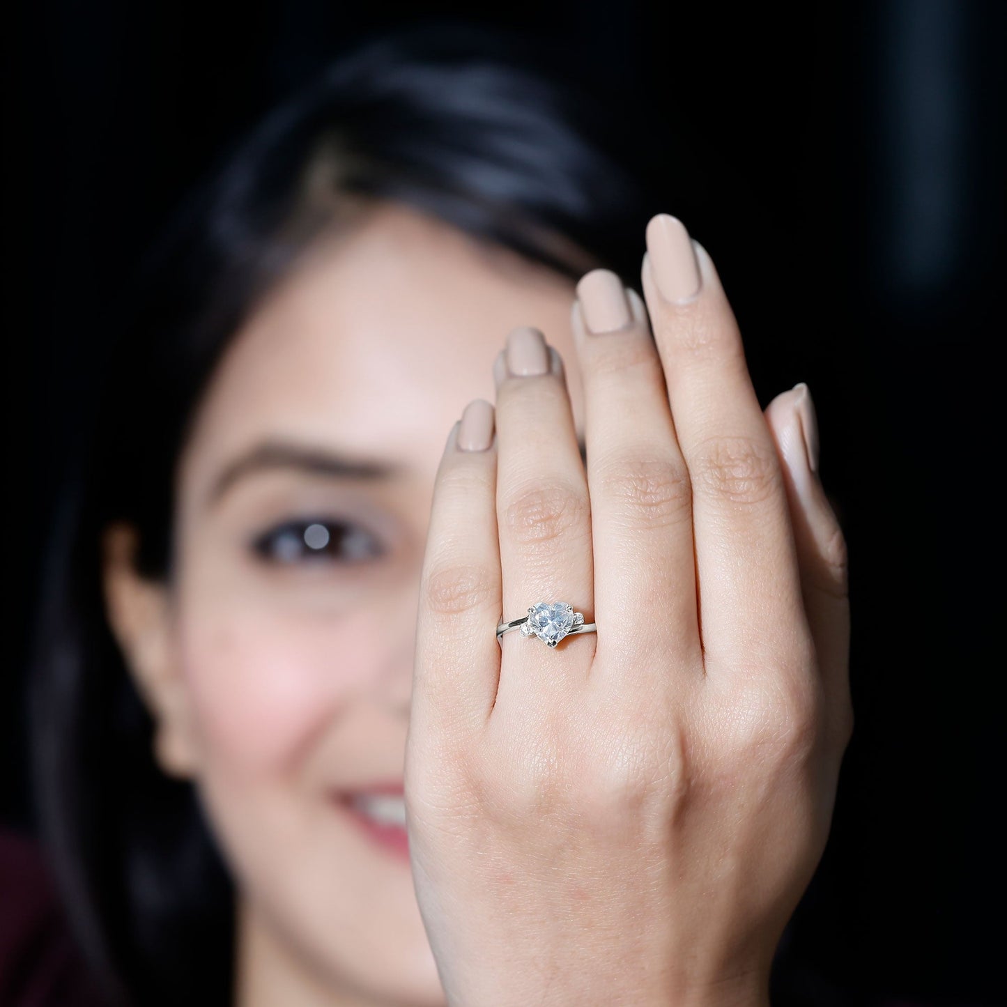 1 CT Solitaire Moissanite Heart Promise Ring