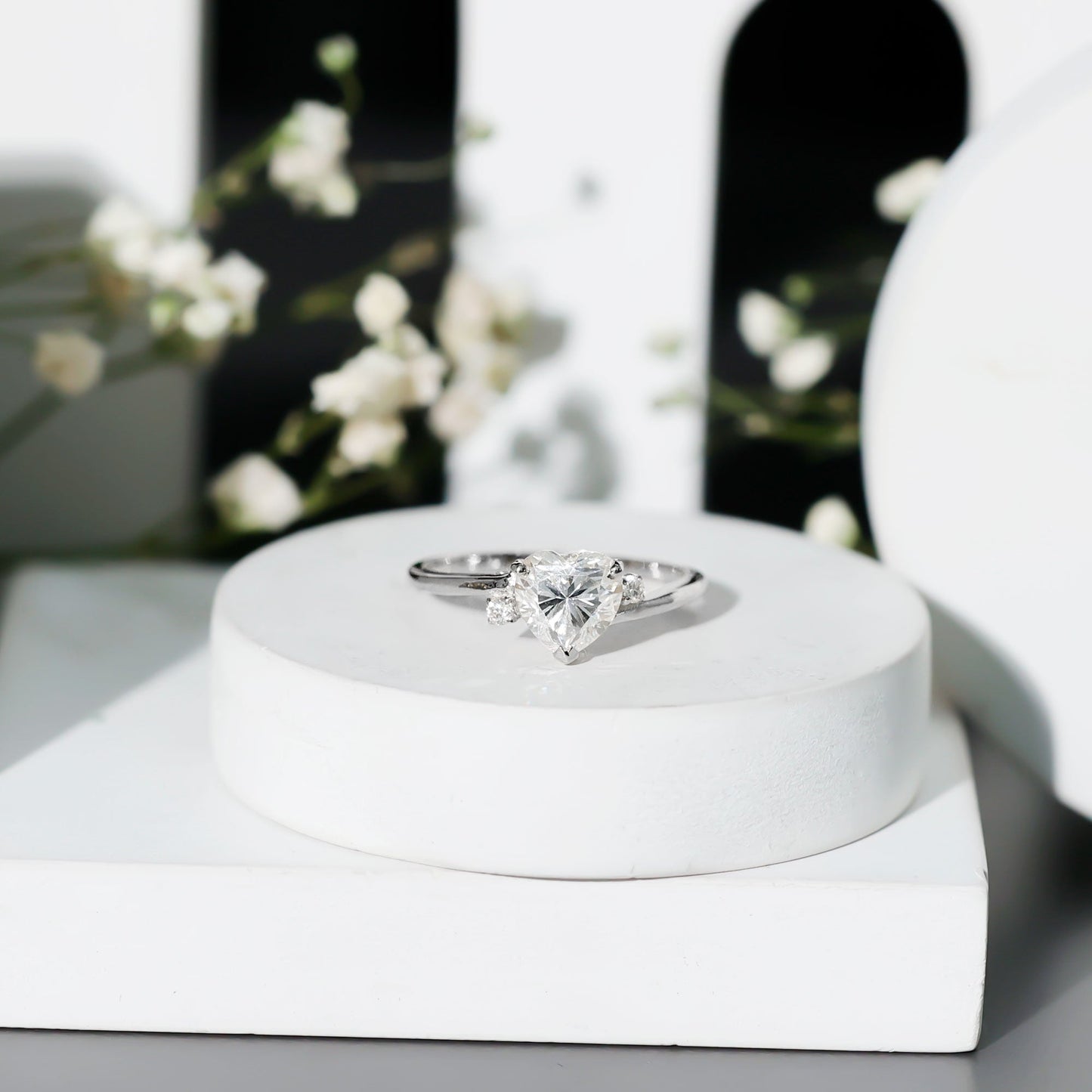 1 CT Solitaire Moissanite Heart Promise Ring