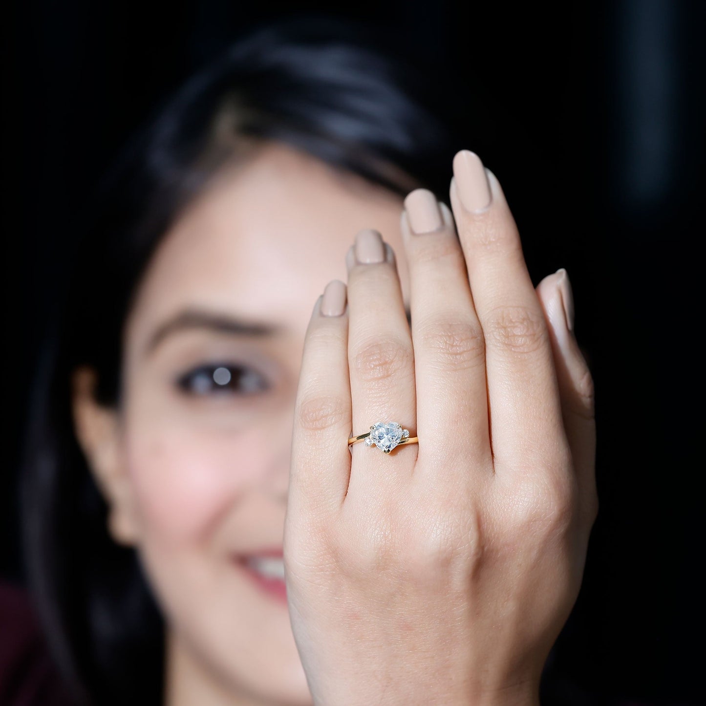 1 CT Solitaire Moissanite Heart Promise Ring