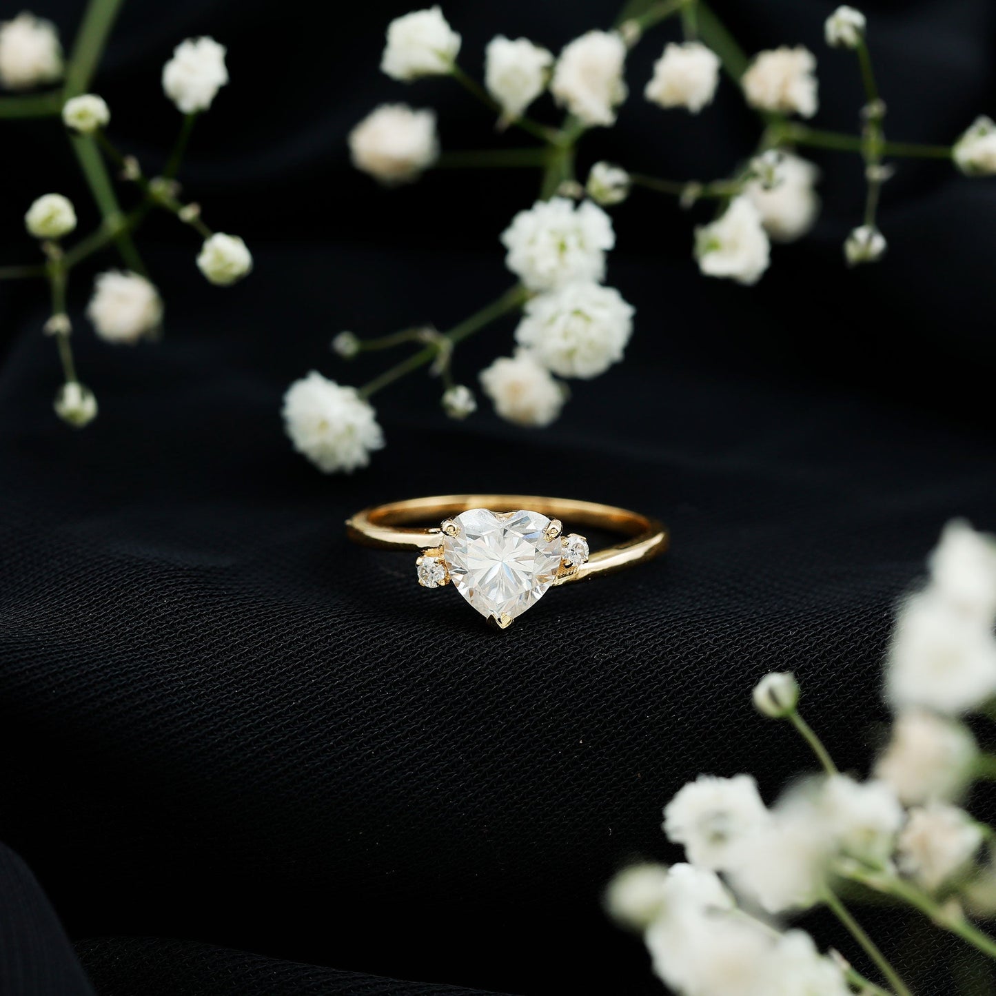 1 CT Solitaire Moissanite Heart Promise Ring