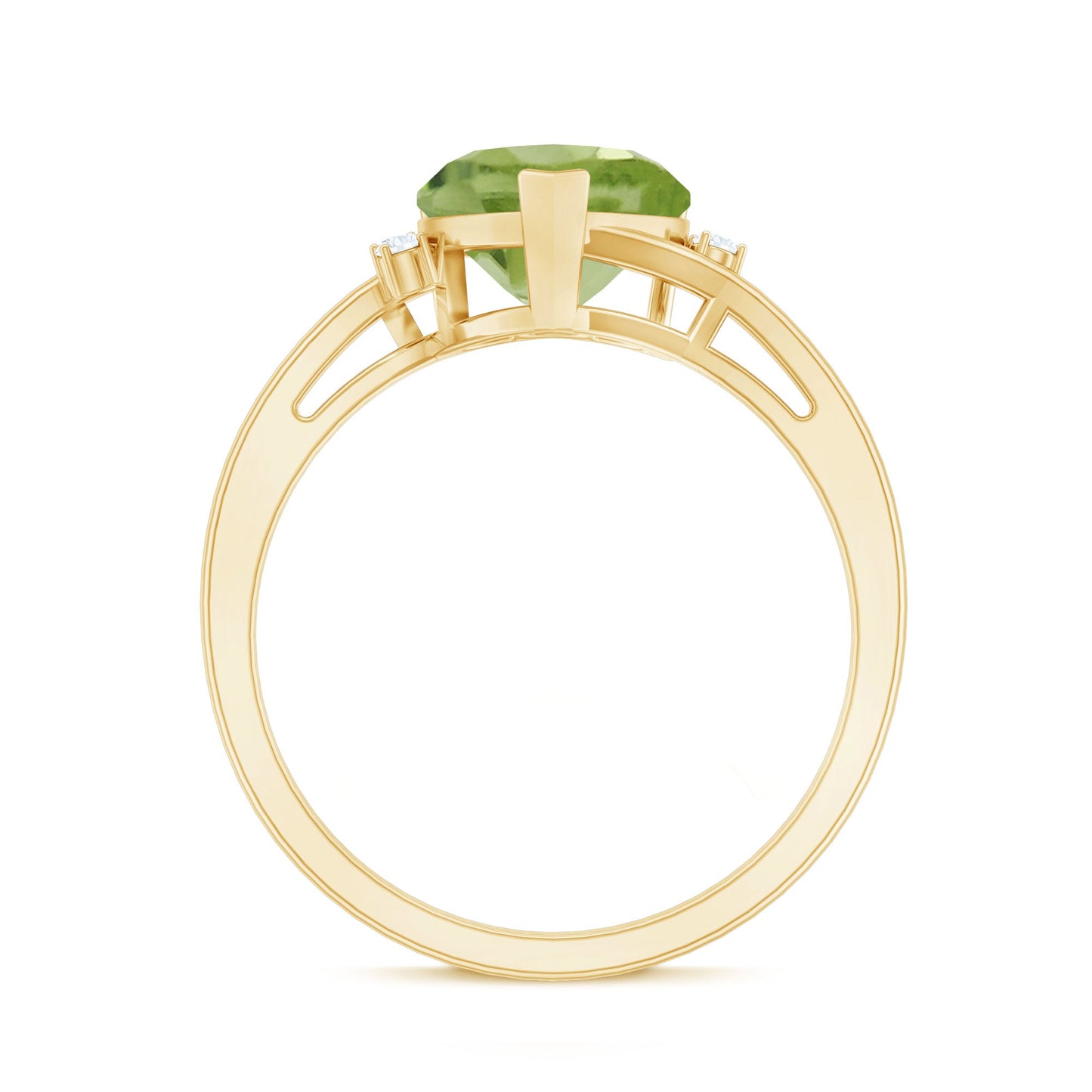 Real 2 Carat Peridot Heart Engagement Ring with Diamond