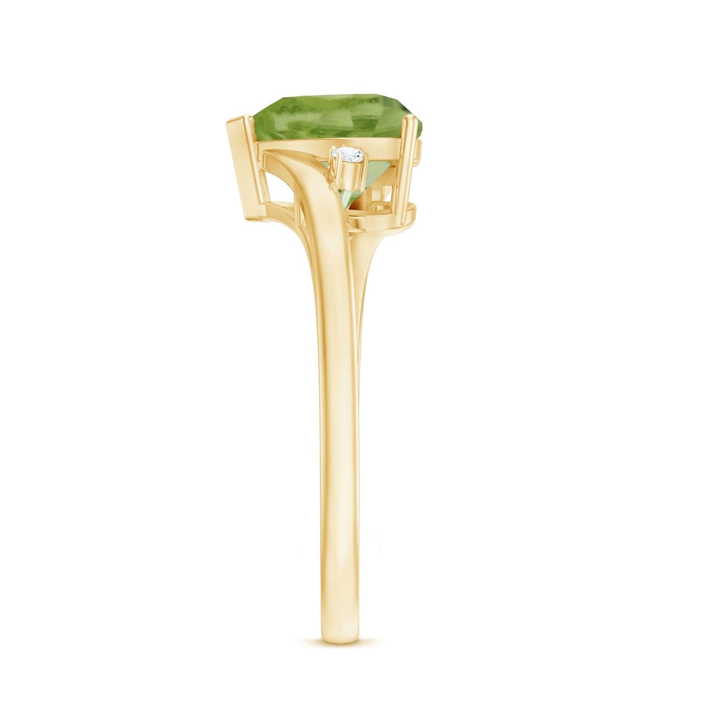 Real 2 Carat Peridot Heart Engagement Ring with Diamond