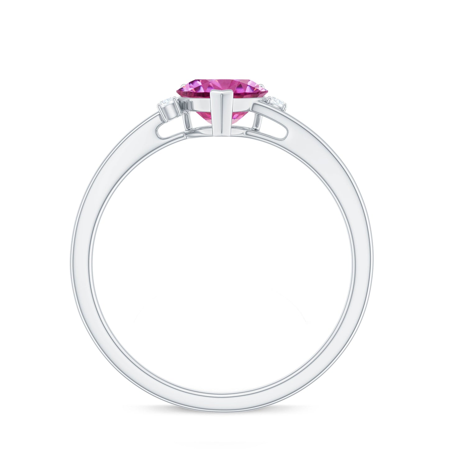 1 CT Heart Shape Pink Tourmaline Solitaire Promise Ring with Diamond