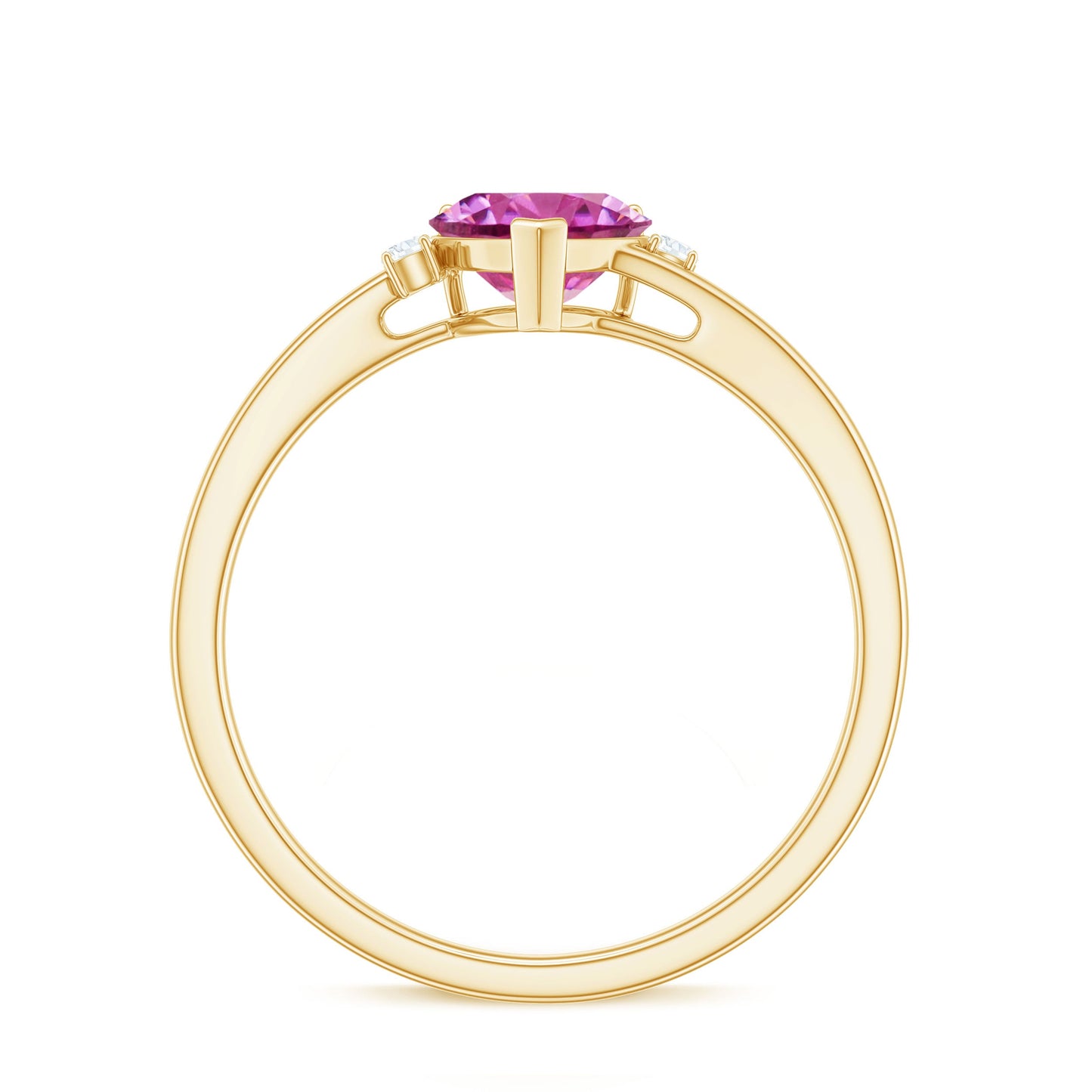1 CT Heart Shape Pink Tourmaline Solitaire Promise Ring with Diamond