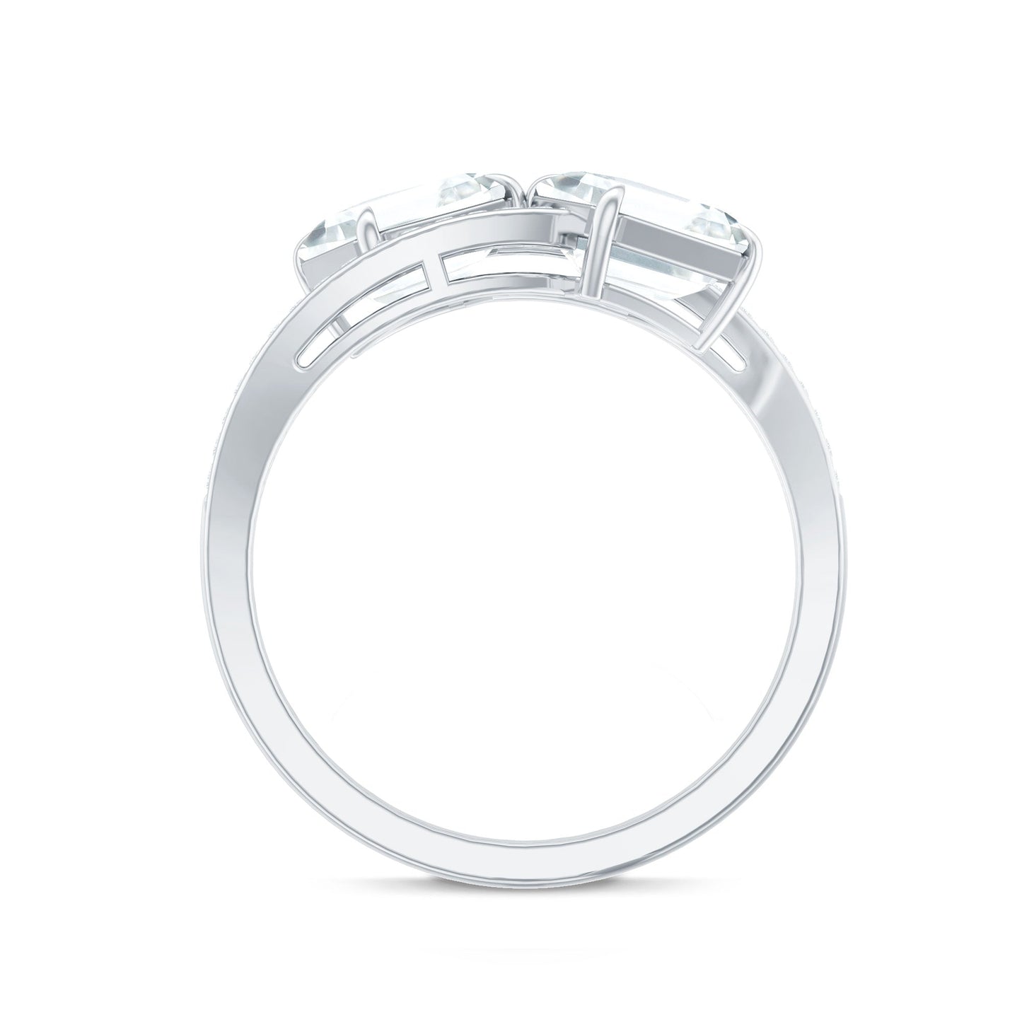 Asscher Cut Cubic Zirconia Two Stone Engagement Ring