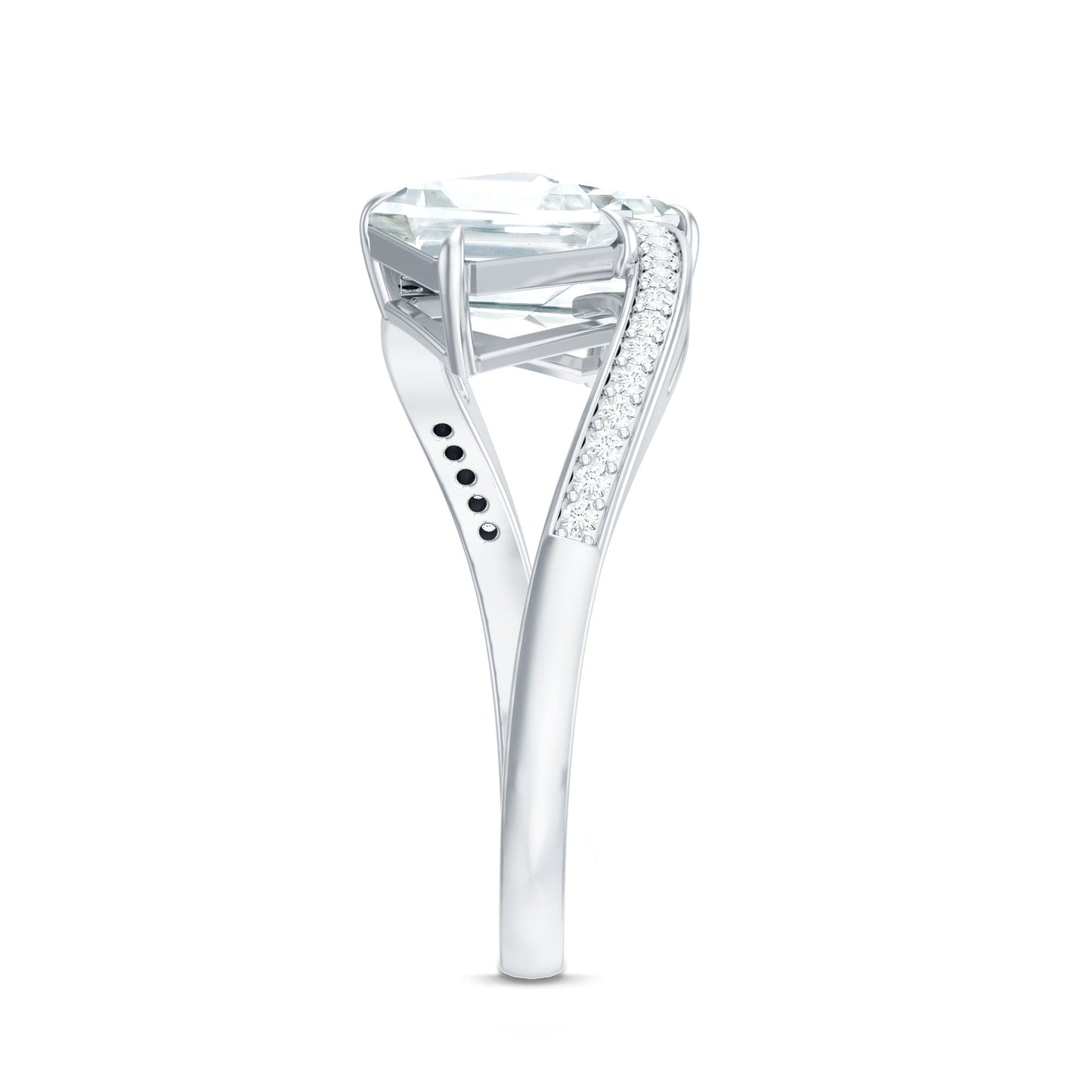 Asscher Cut Cubic Zirconia Two Stone Engagement Ring