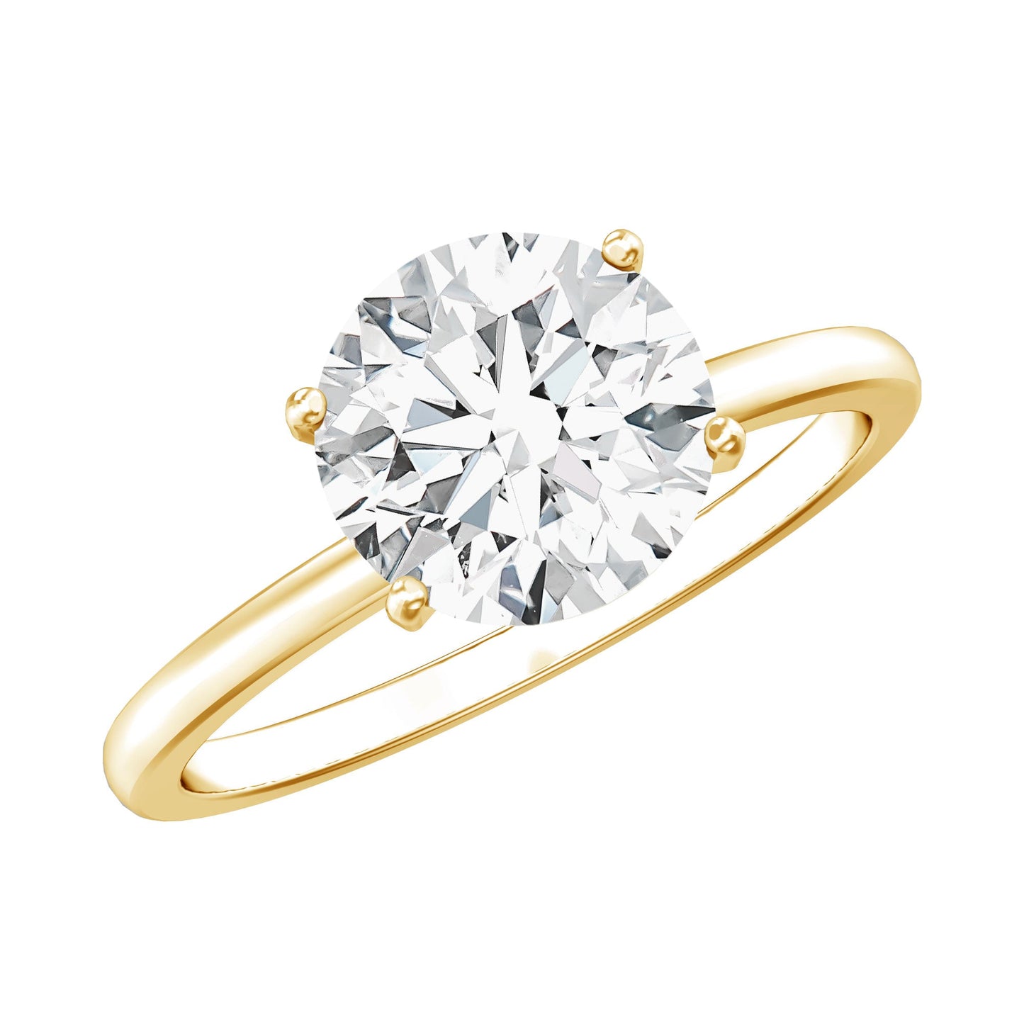 2 CT Simple Round Zircon Solitaire Ring in Peg Head Setting