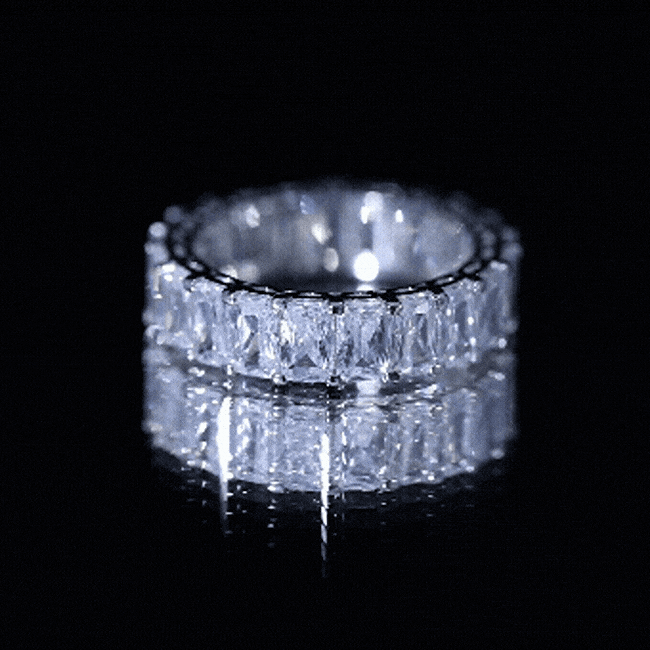 Emerald Cut Zircon Full Eternity Band Ring