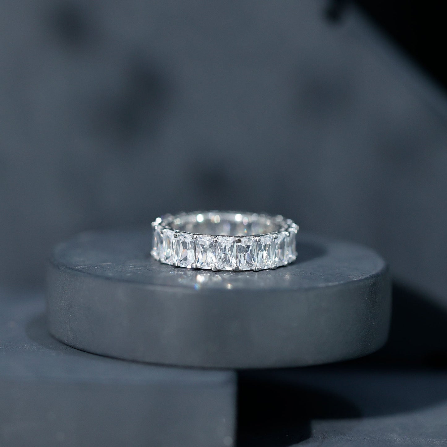 Emerald Cut Zircon Full Eternity Band Ring