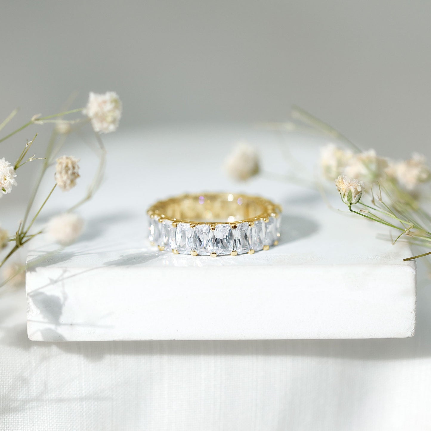 Emerald Cut Zircon Full Eternity Band Ring