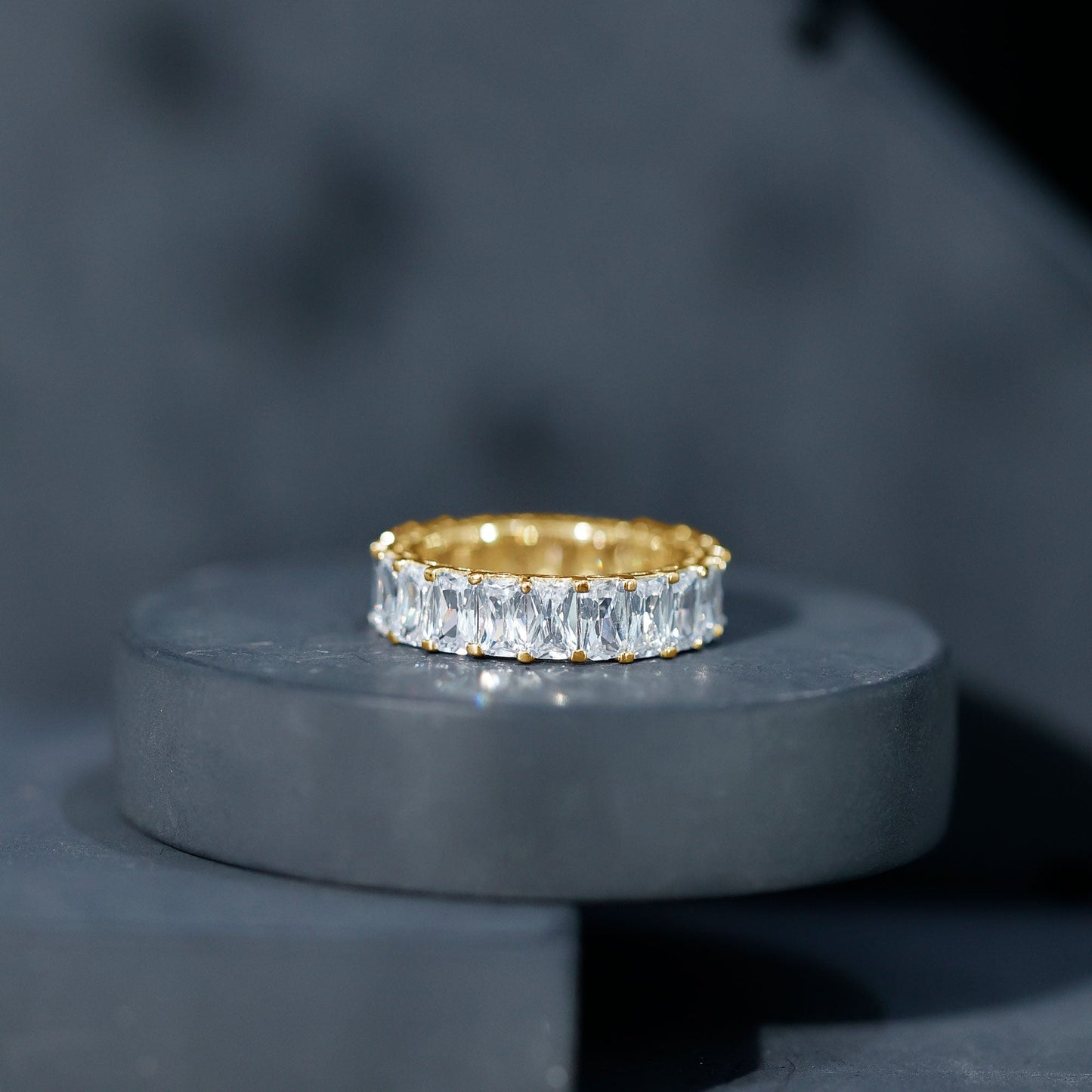 Emerald Cut Zircon Full Eternity Band Ring