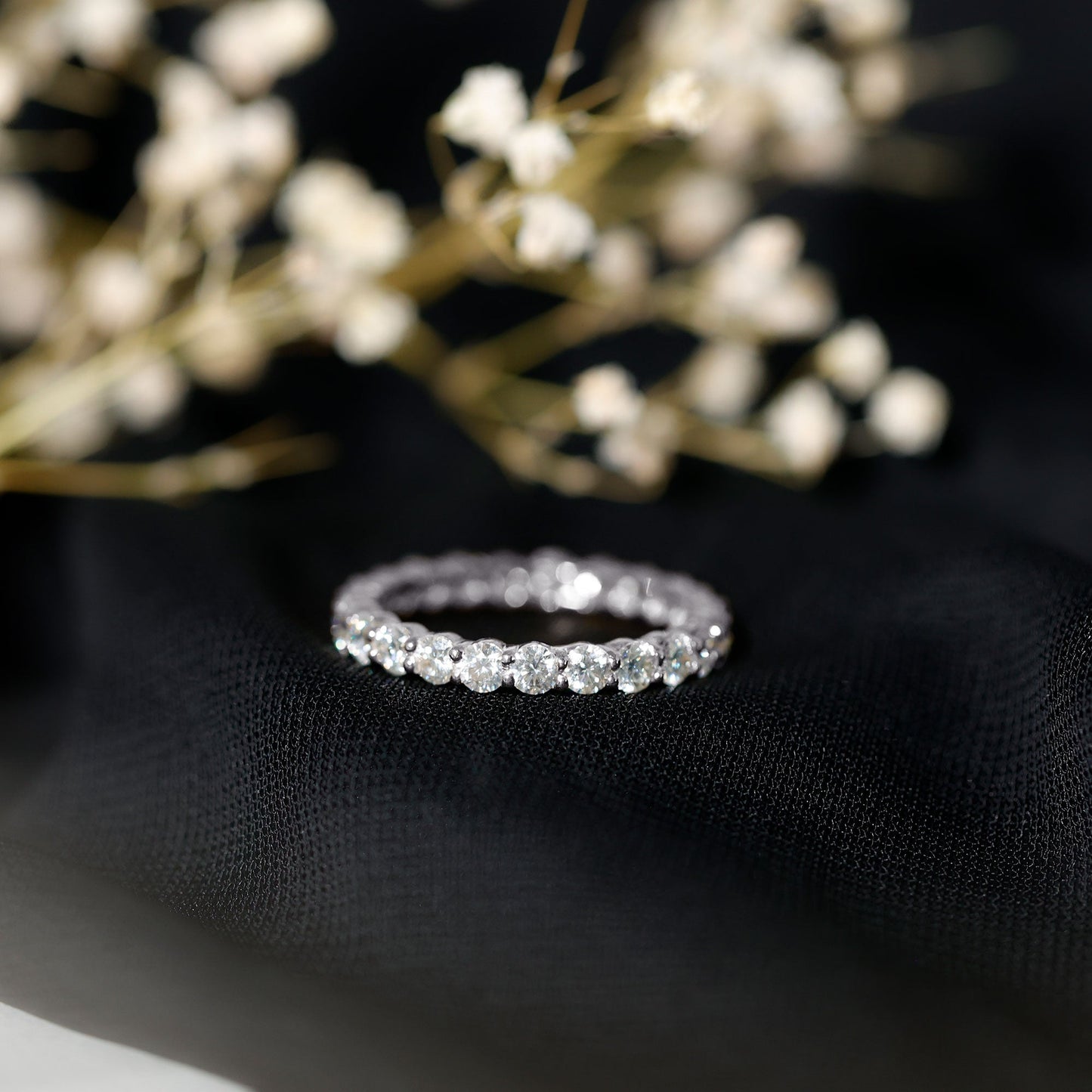 Round Cubic Zirconia Full Eternity Band Ring