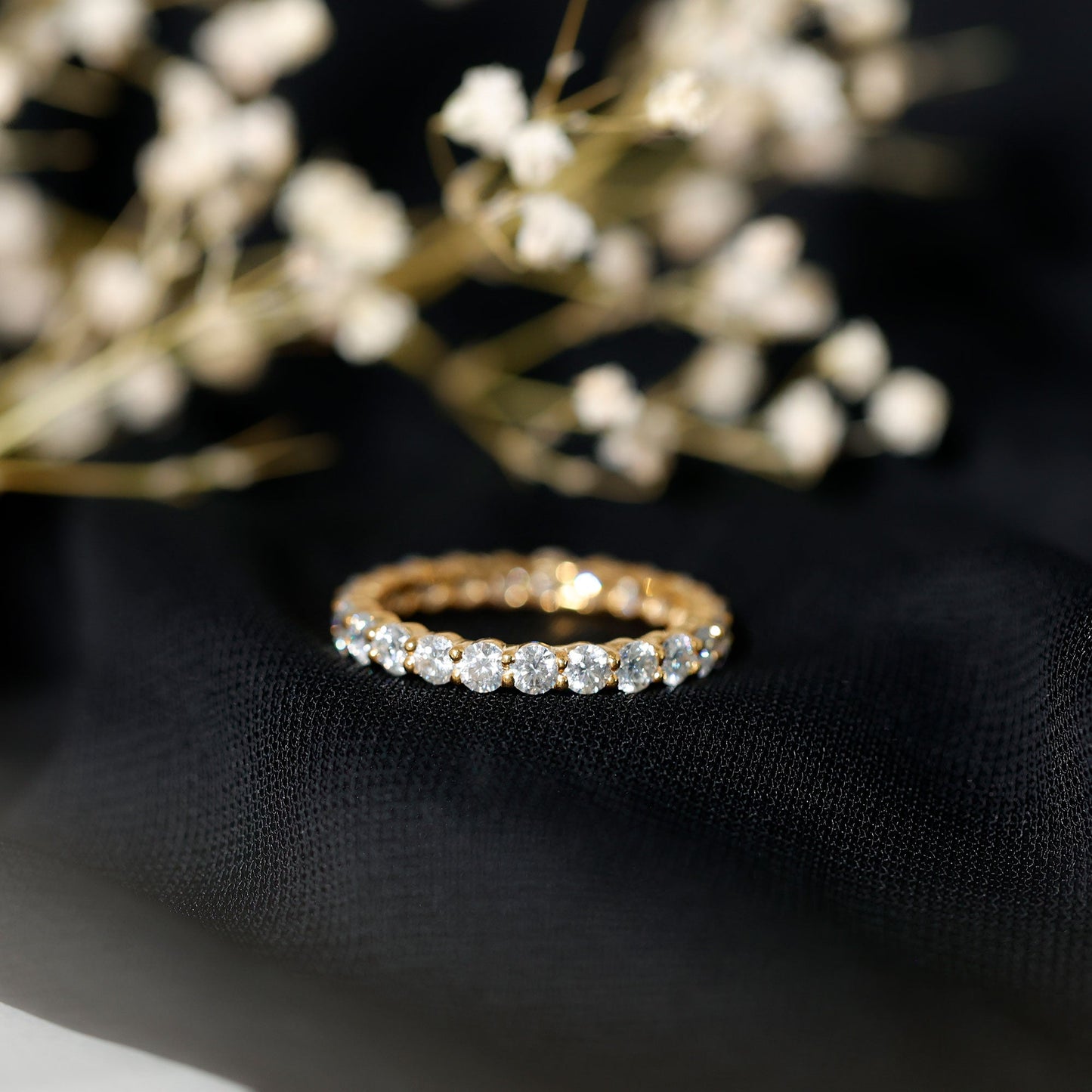 Round Cubic Zirconia Full Eternity Band Ring