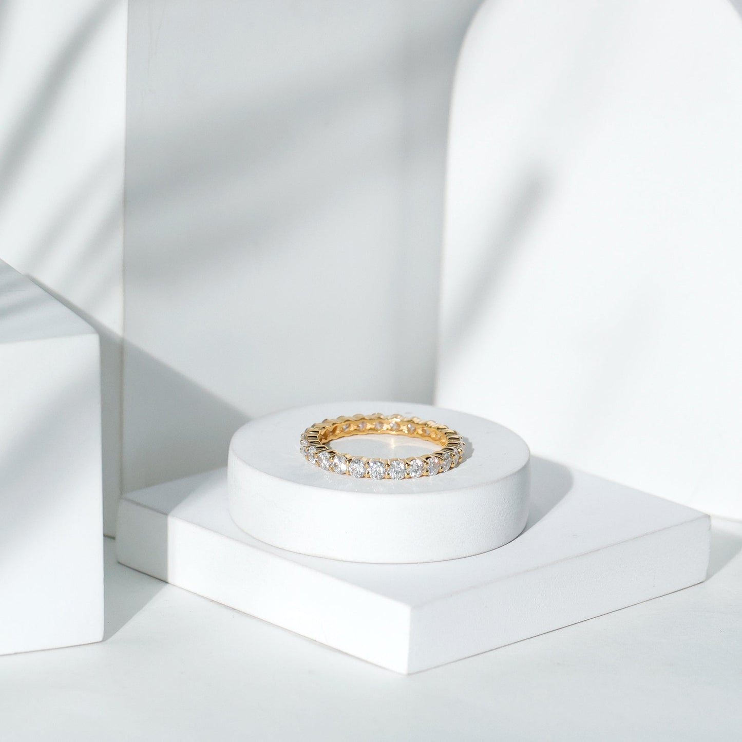 Round Cubic Zirconia Full Eternity Band Ring