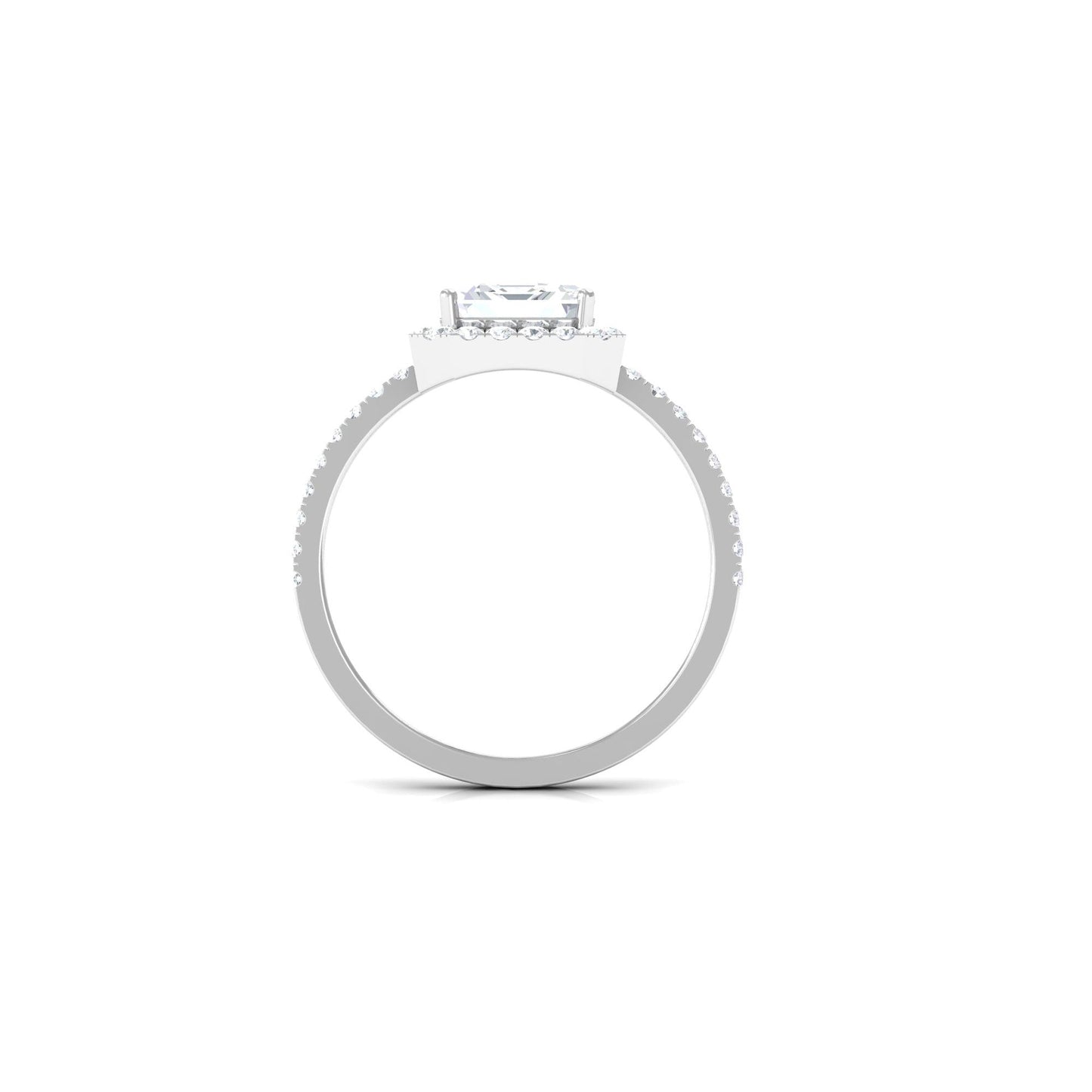 Asscher Cut Simulated Diamond Halo Engagement Ring