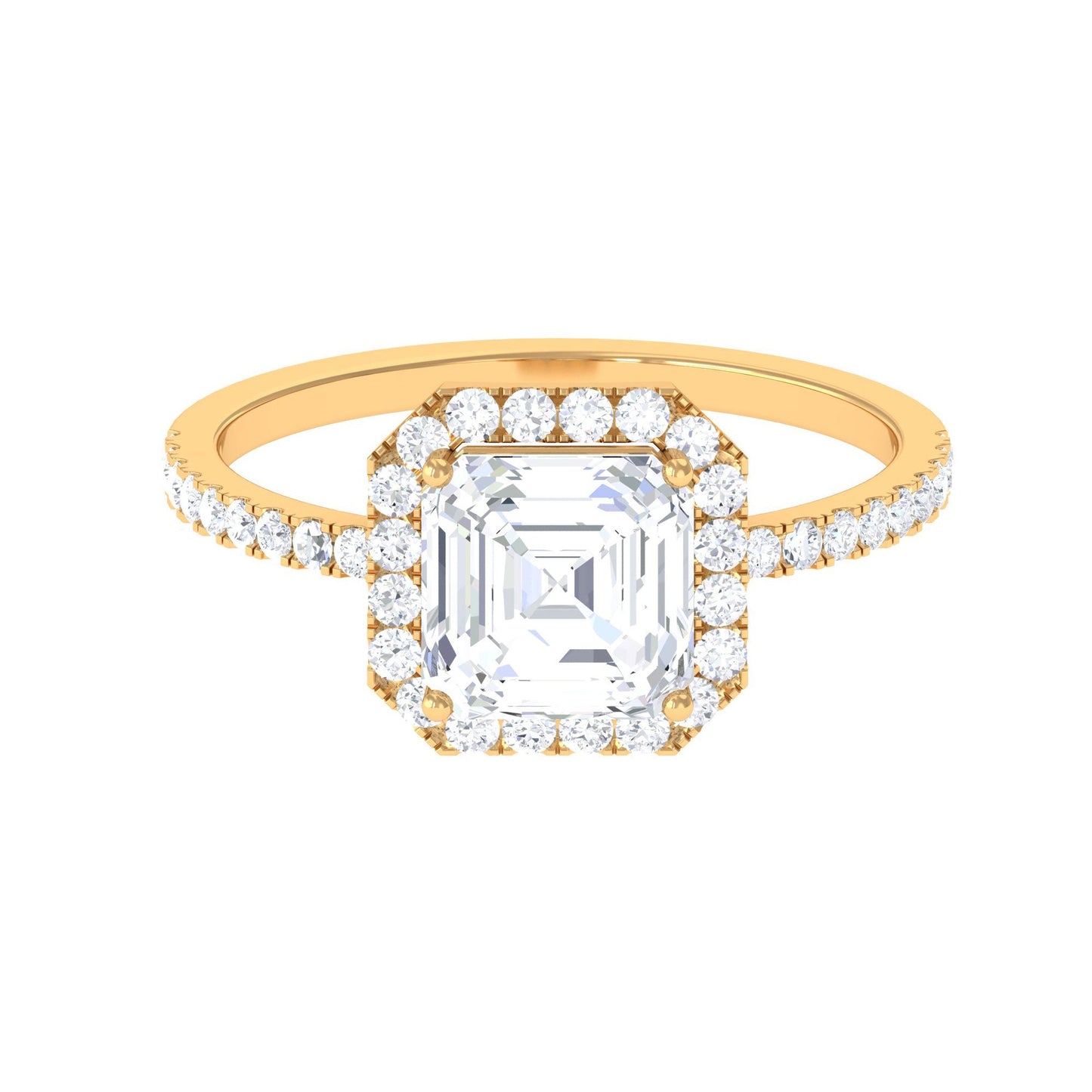 Asscher Cut Simulated Diamond Halo Engagement Ring