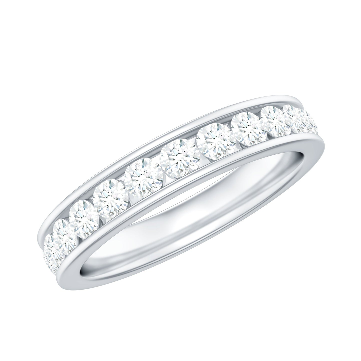 3 CT Channel Set Round Moissanite Full Eternity Band Ring