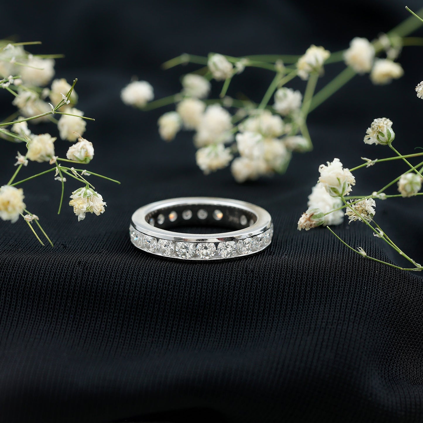 3 CT Channel Set Round Moissanite Full Eternity Band Ring