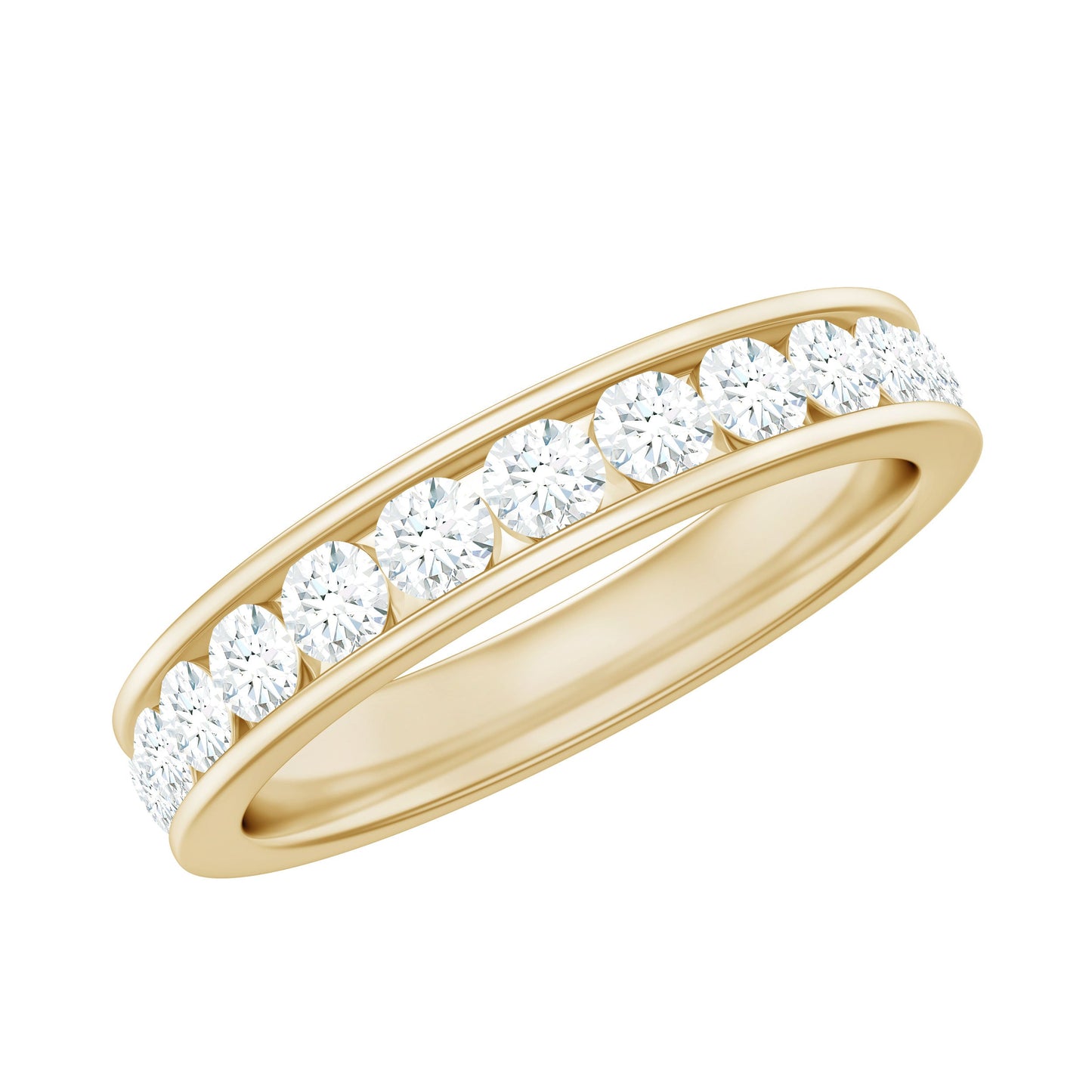 3 CT Channel Set Round Moissanite Full Eternity Band Ring
