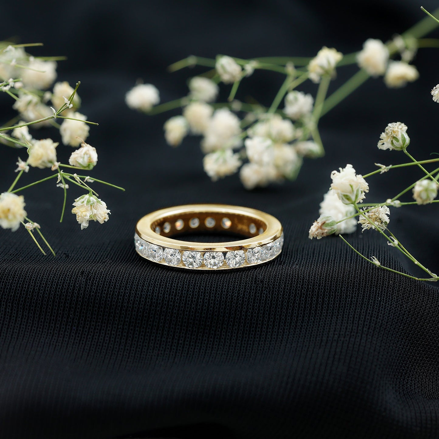3 CT Channel Set Round Moissanite Full Eternity Band Ring