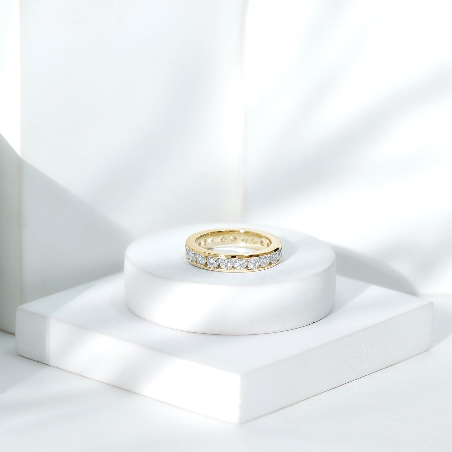 3 CT Channel Set Round Moissanite Full Eternity Band Ring