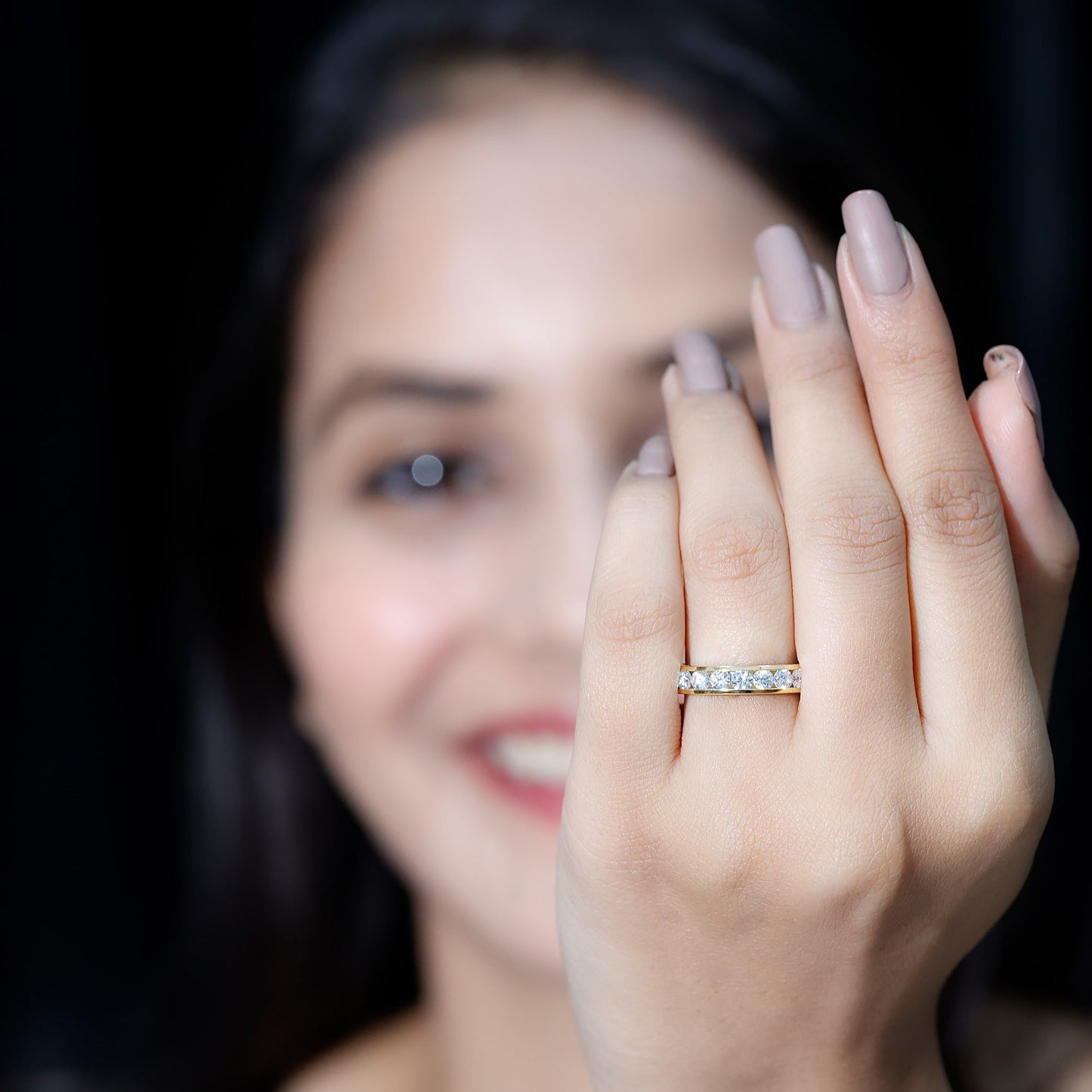 3 CT Channel Set Round Moissanite Full Eternity Band Ring