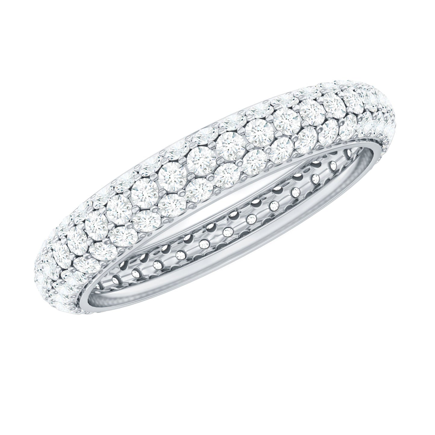 3 Carat Certified Simulated Diamond Three Row Wedding Band