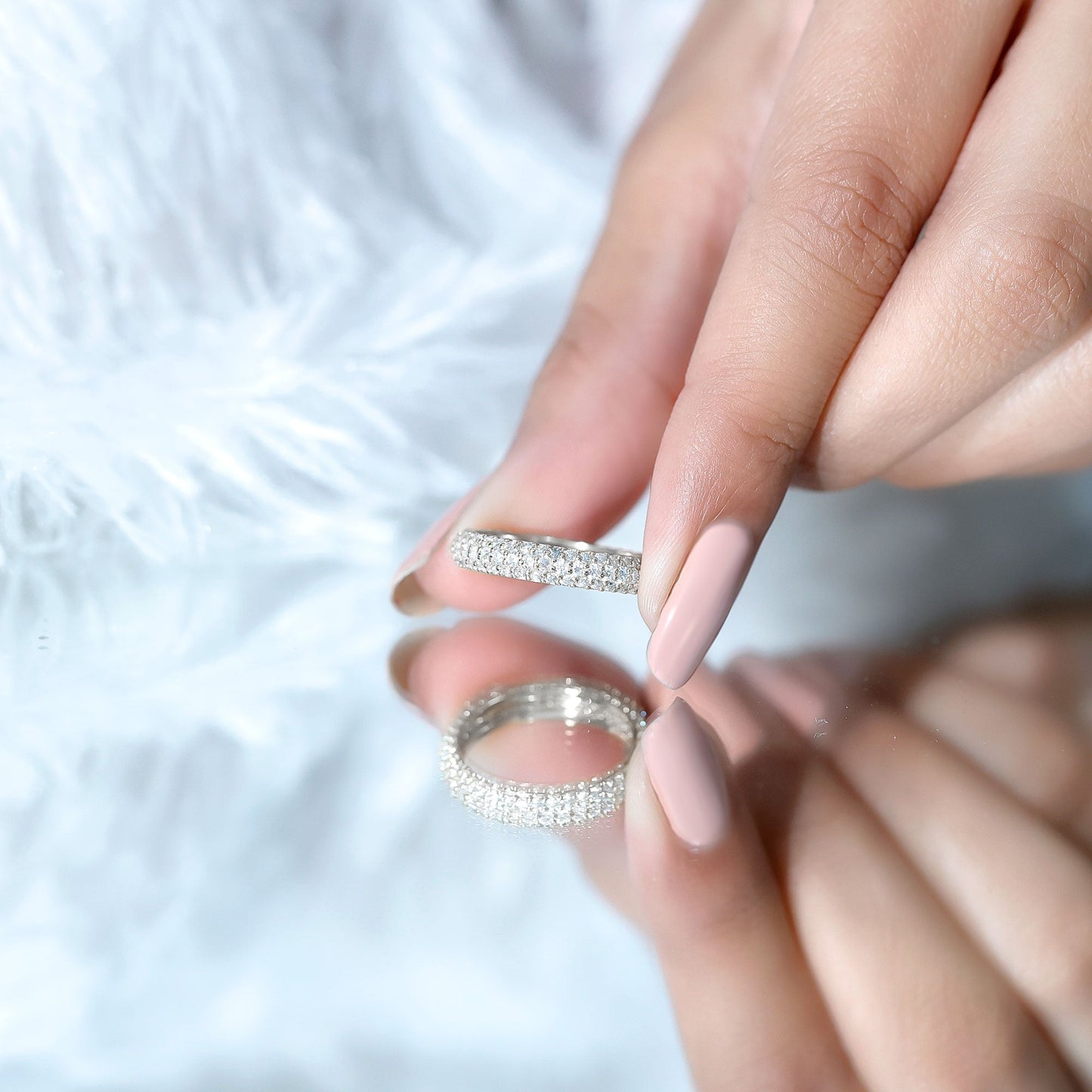 3 Carat Certified Simulated Diamond Three Row Wedding Band