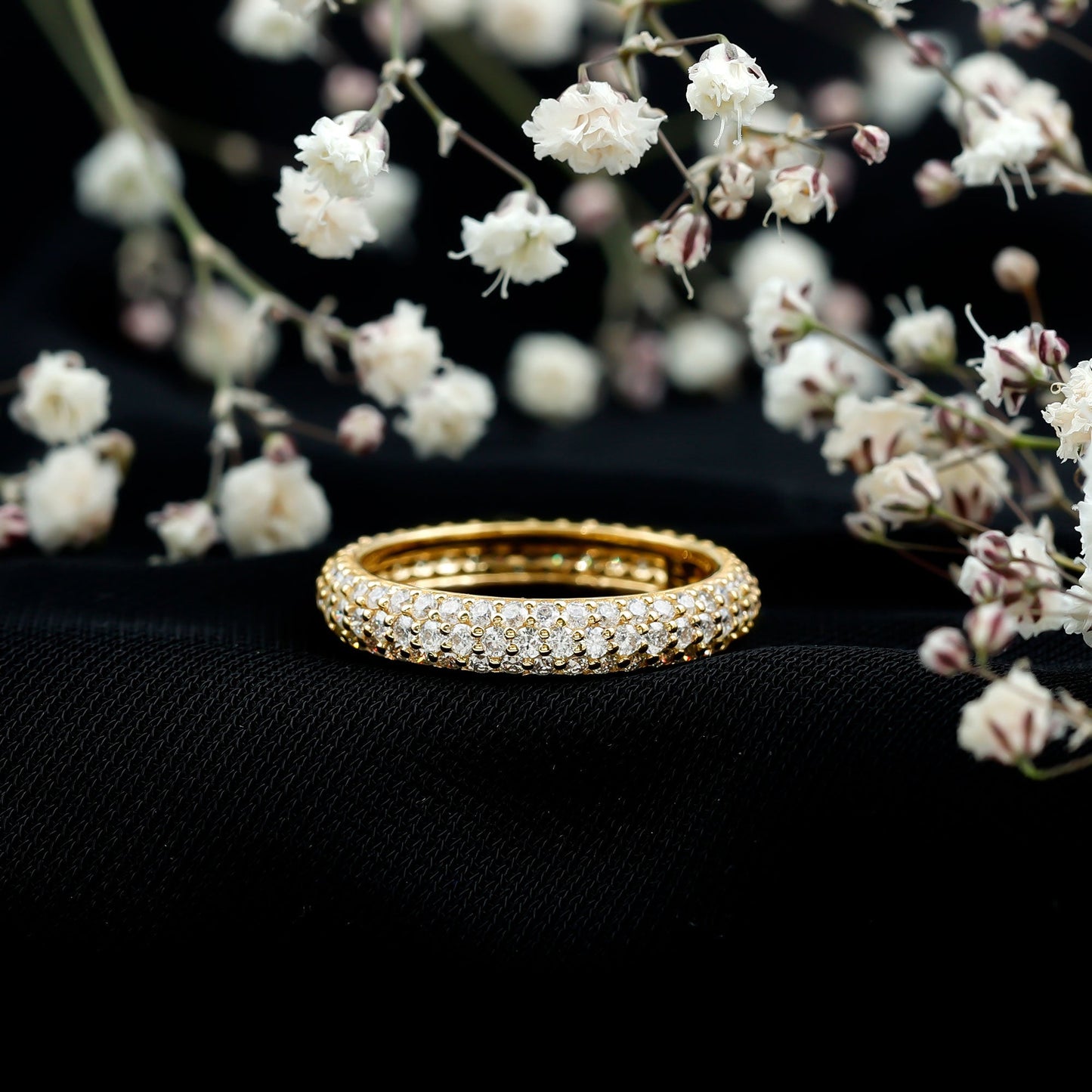 3 Carat Certified Simulated Diamond Three Row Wedding Band