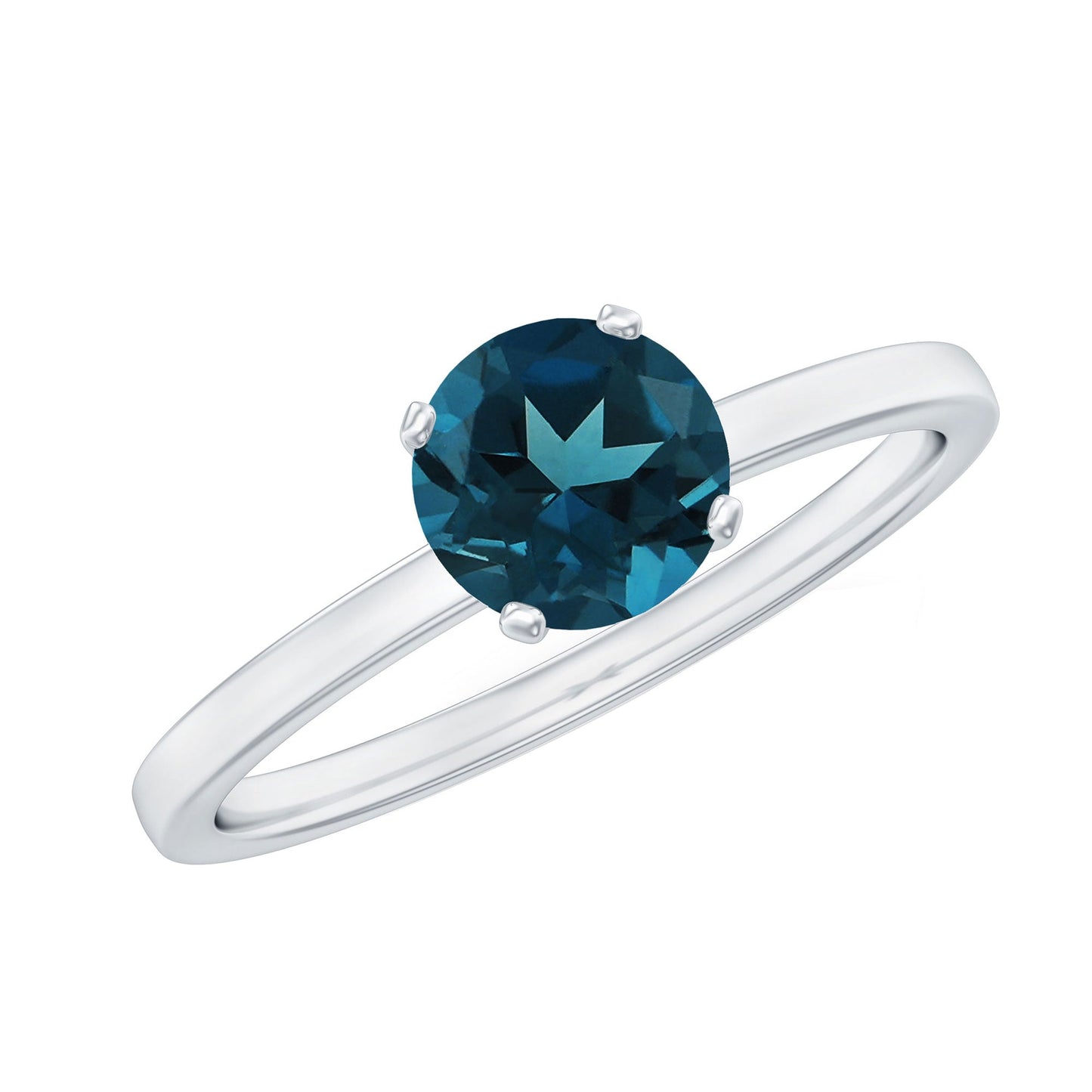 7mm Round London Blue Topaz Solitaire Ring With Certificate