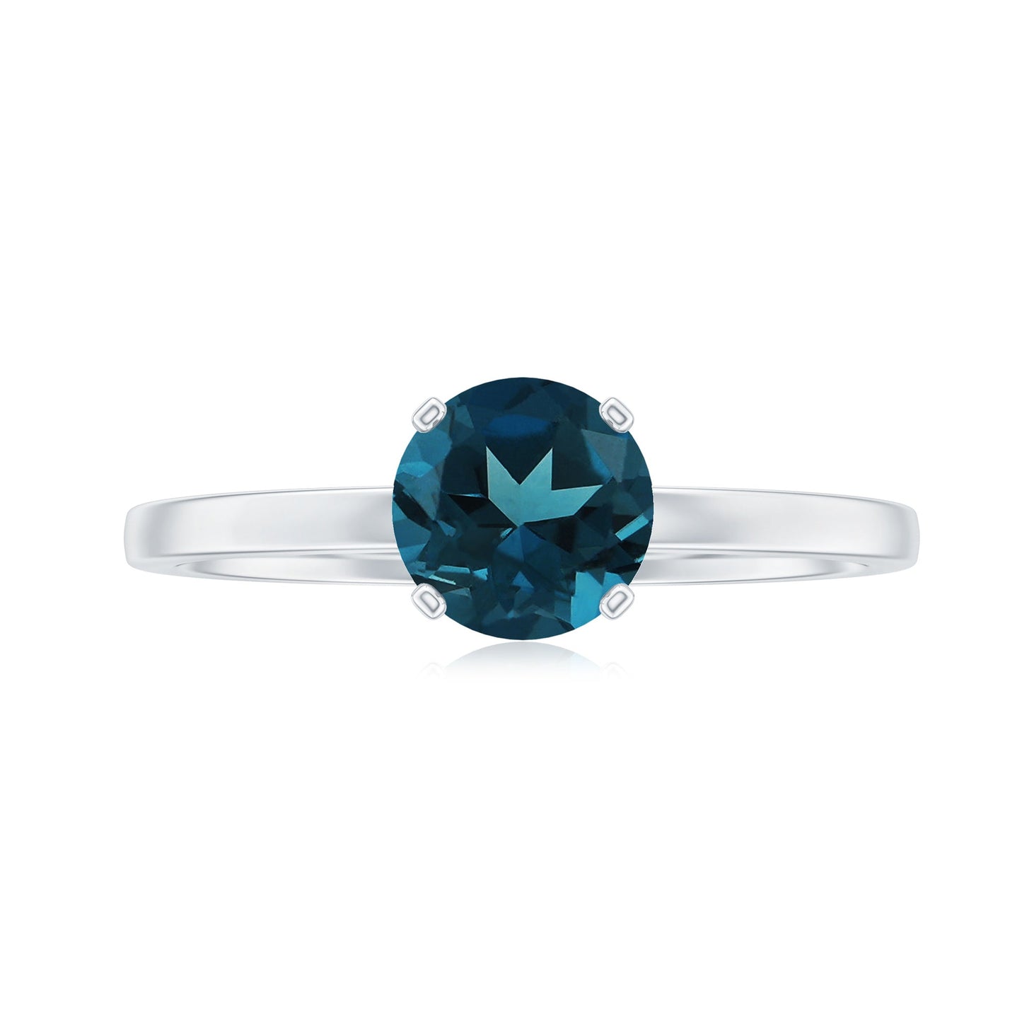 7mm Round London Blue Topaz Solitaire Ring With Certificate