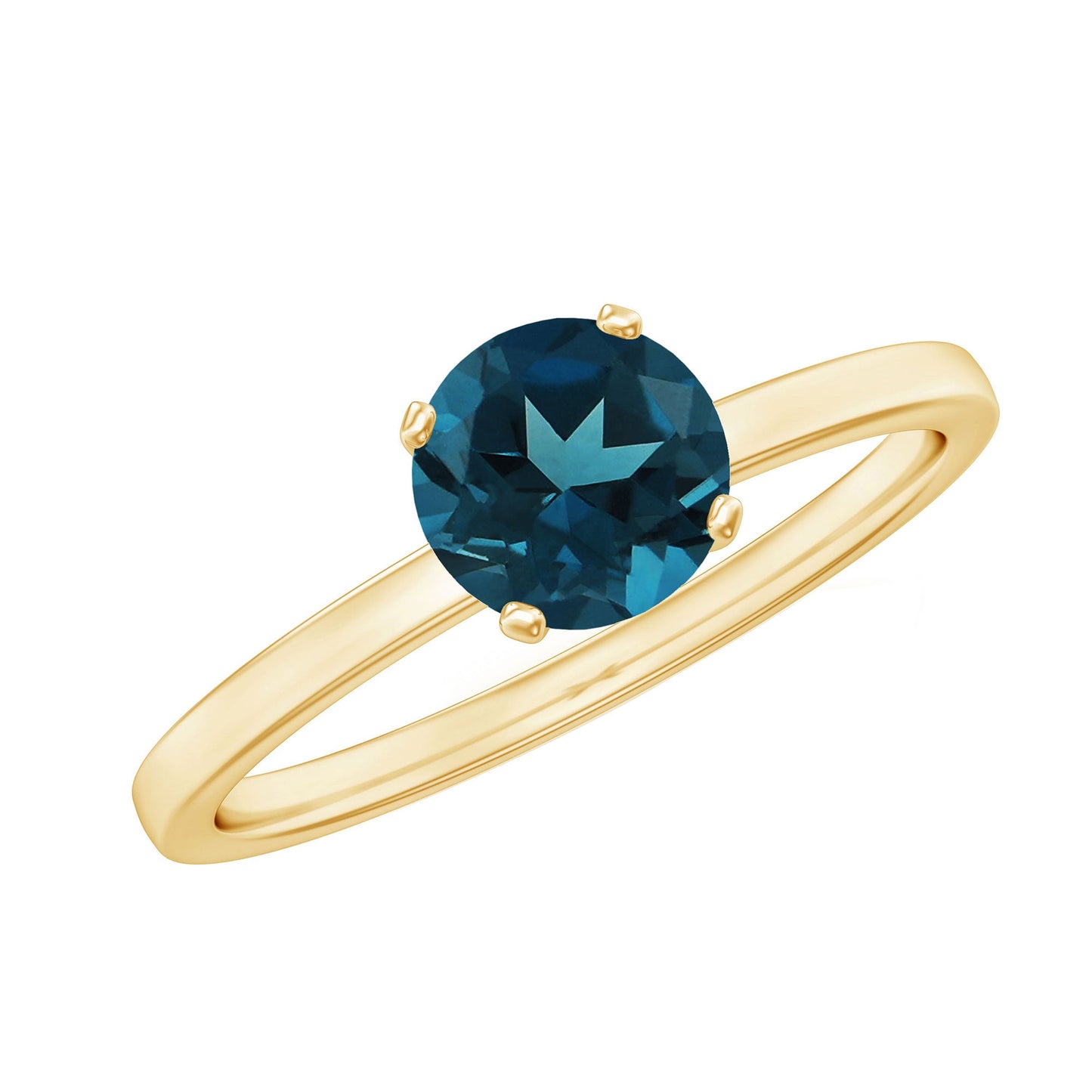 7mm Round London Blue Topaz Solitaire Ring With Certificate