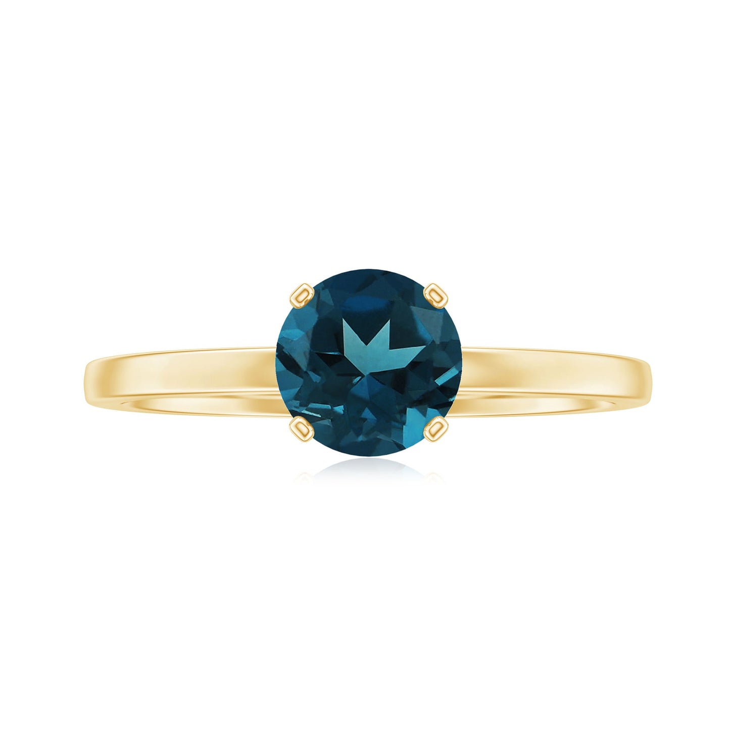 7mm Round London Blue Topaz Solitaire Ring With Certificate