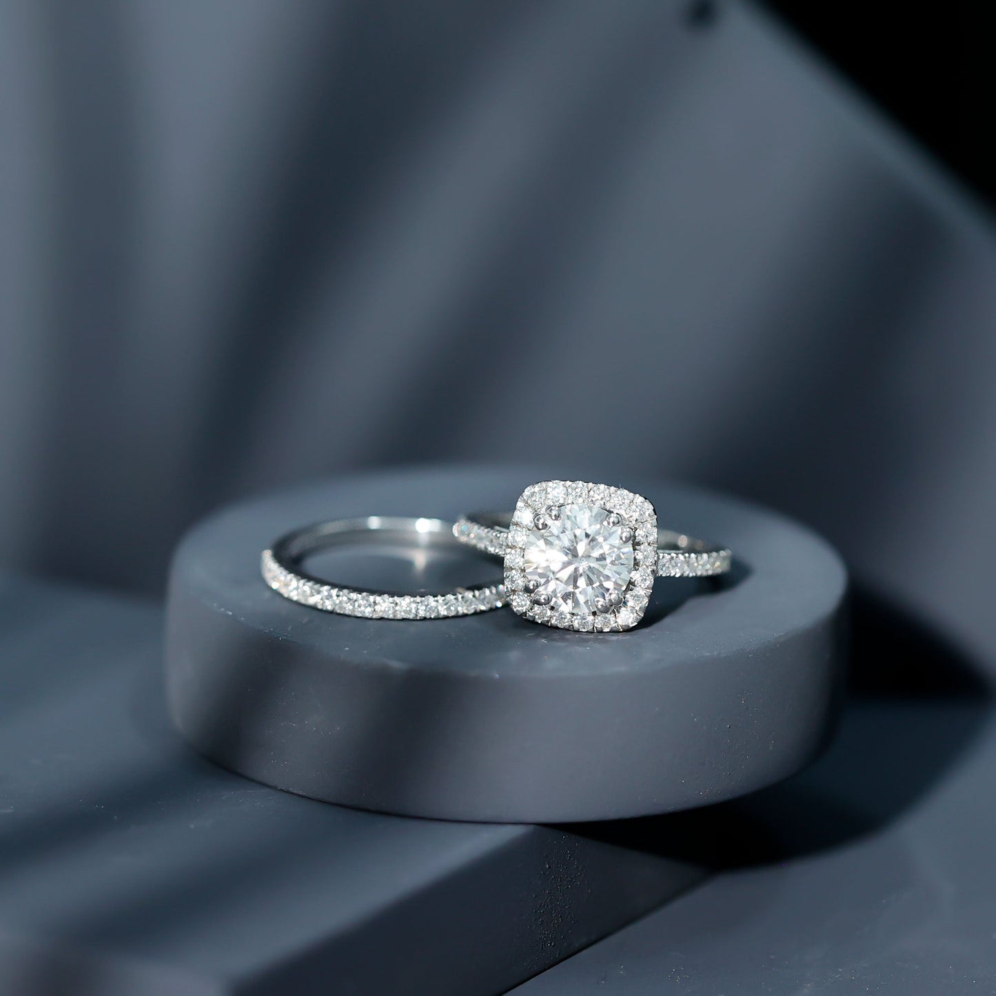 3 CT Round Cubic Zirconia Wedding Ring Set For Bride