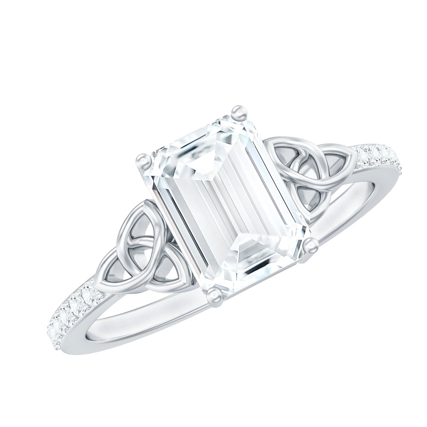 1.8 Carat Emerald Cut Zirconia Celtic Engagement Ring