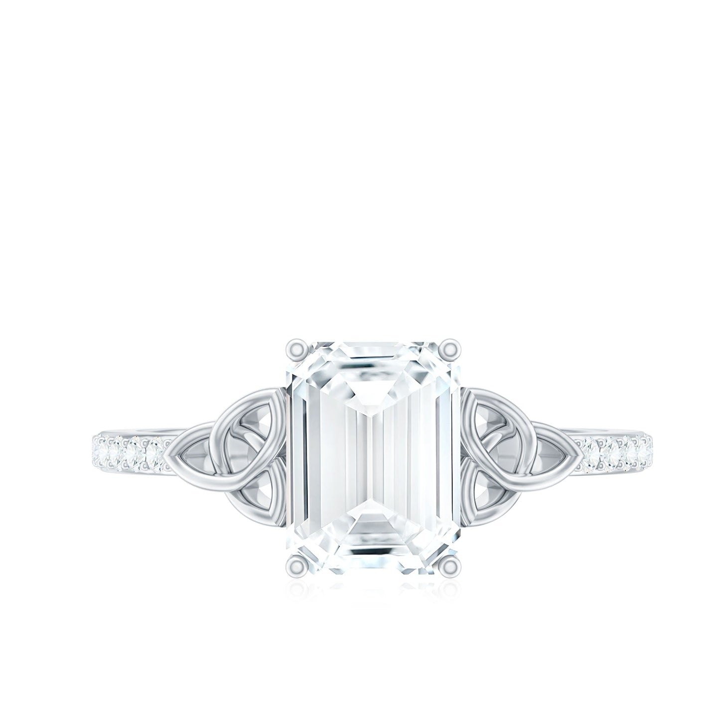 1.8 Carat Emerald Cut Zirconia Celtic Engagement Ring
