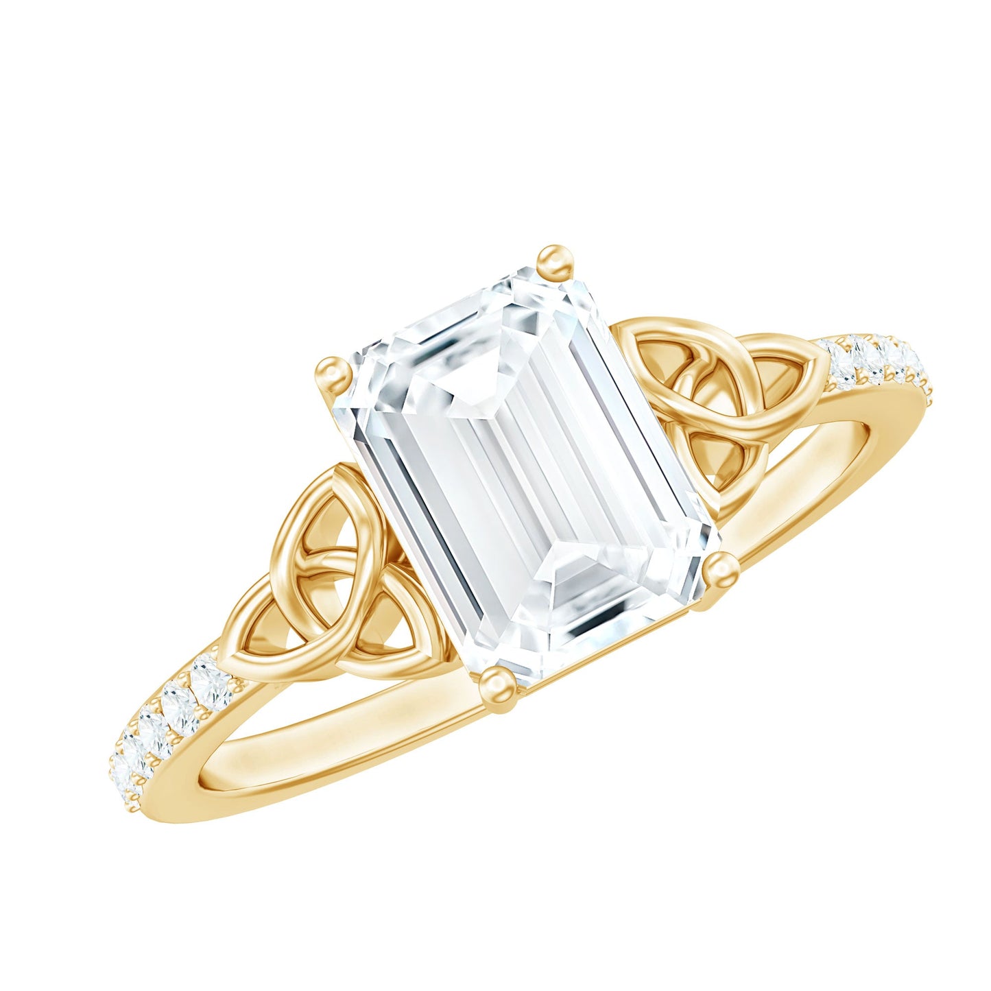1.8 Carat Emerald Cut Zirconia Celtic Engagement Ring