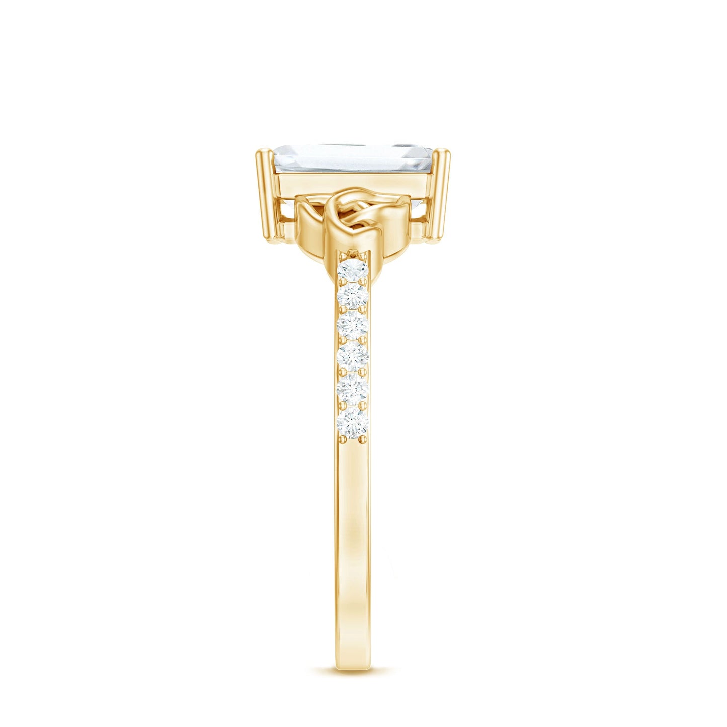 1.8 Carat Emerald Cut Zirconia Celtic Engagement Ring