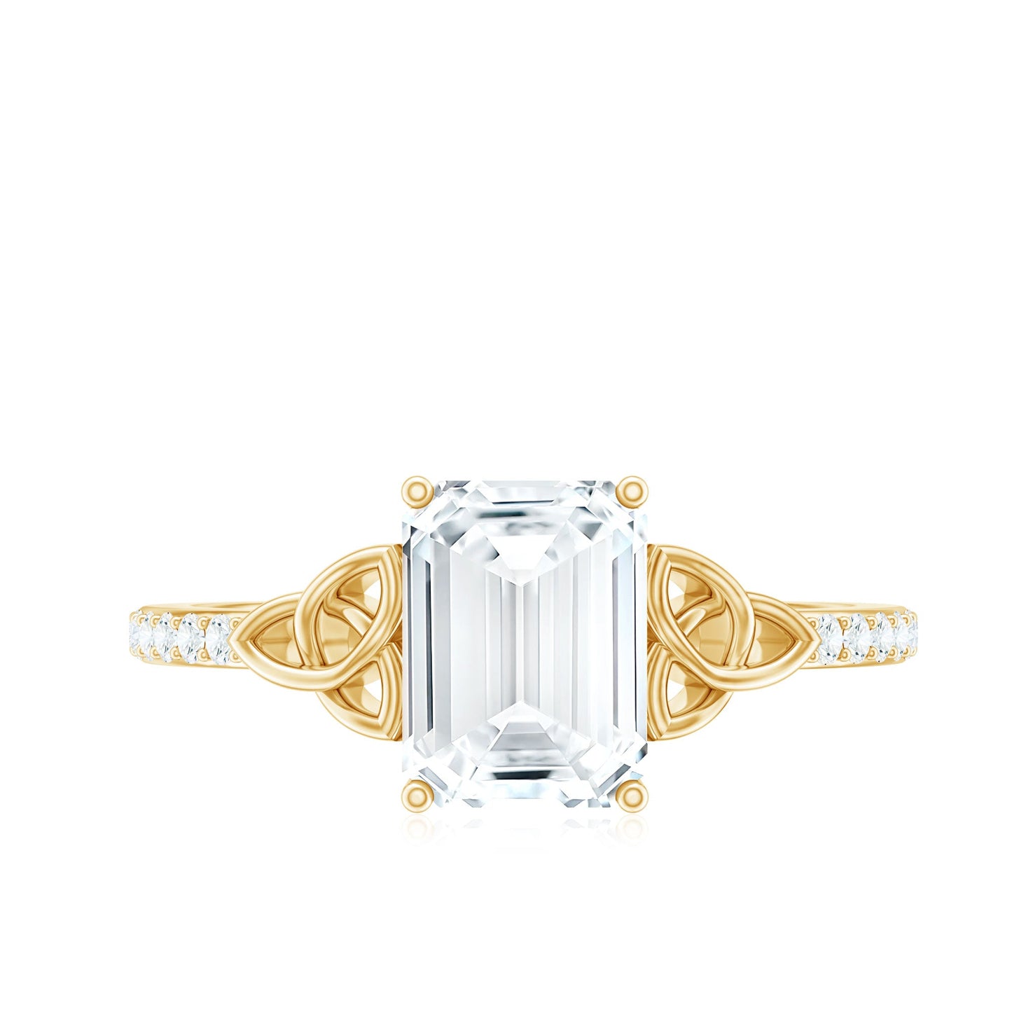 1.8 Carat Emerald Cut Zirconia Celtic Engagement Ring