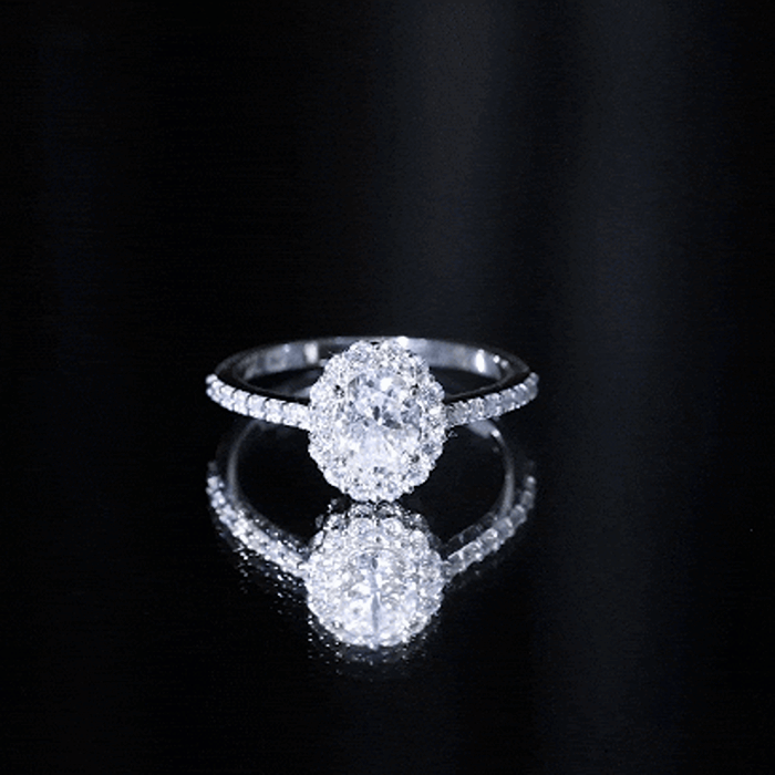 1.2 Carat Oval Cut Simulated Diamond Halo Engagement Ring