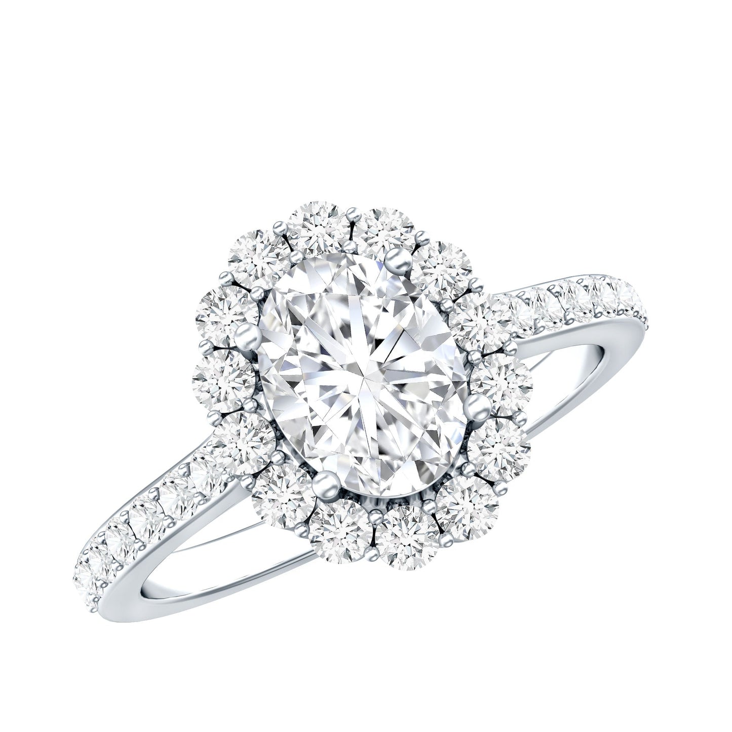 1.2 Carat Oval Cut Simulated Diamond Halo Engagement Ring