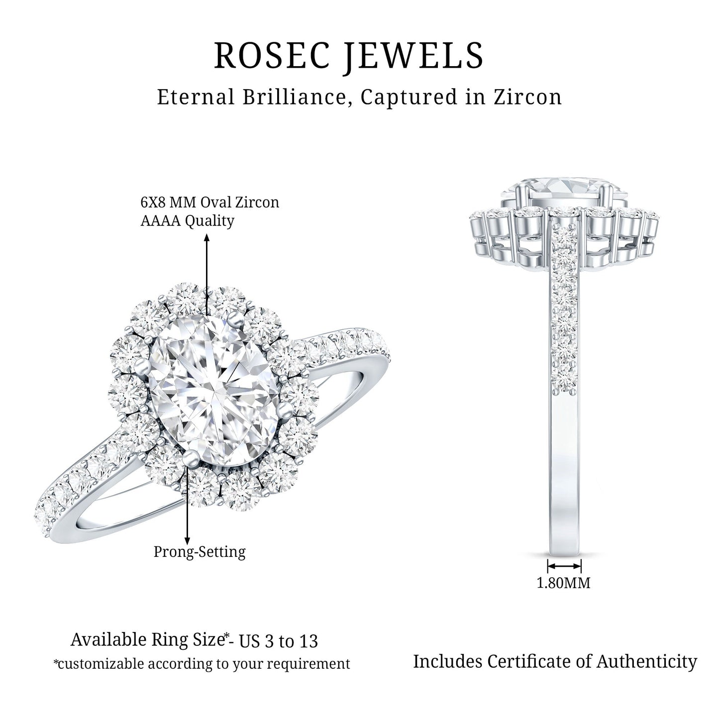 1.2 Carat Oval Cut Simulated Diamond Halo Engagement Ring