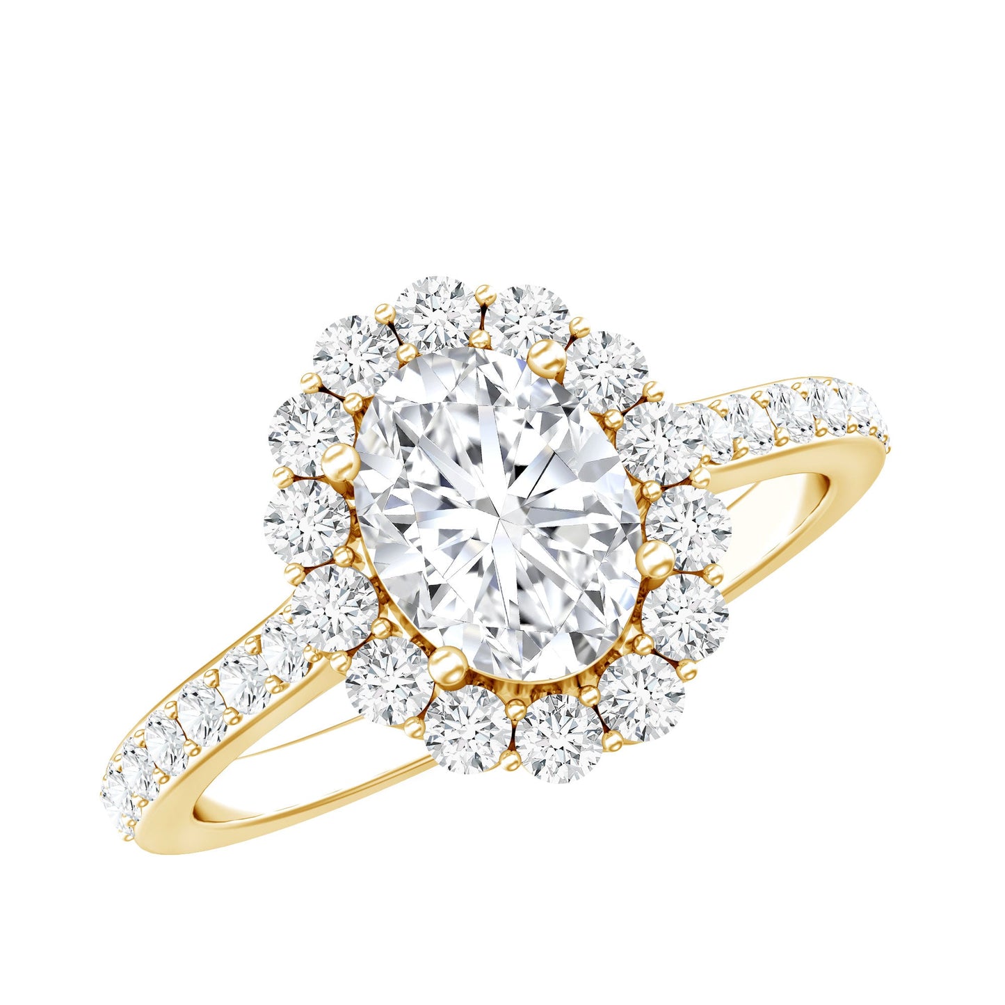 1.2 Carat Oval Cut Simulated Diamond Halo Engagement Ring