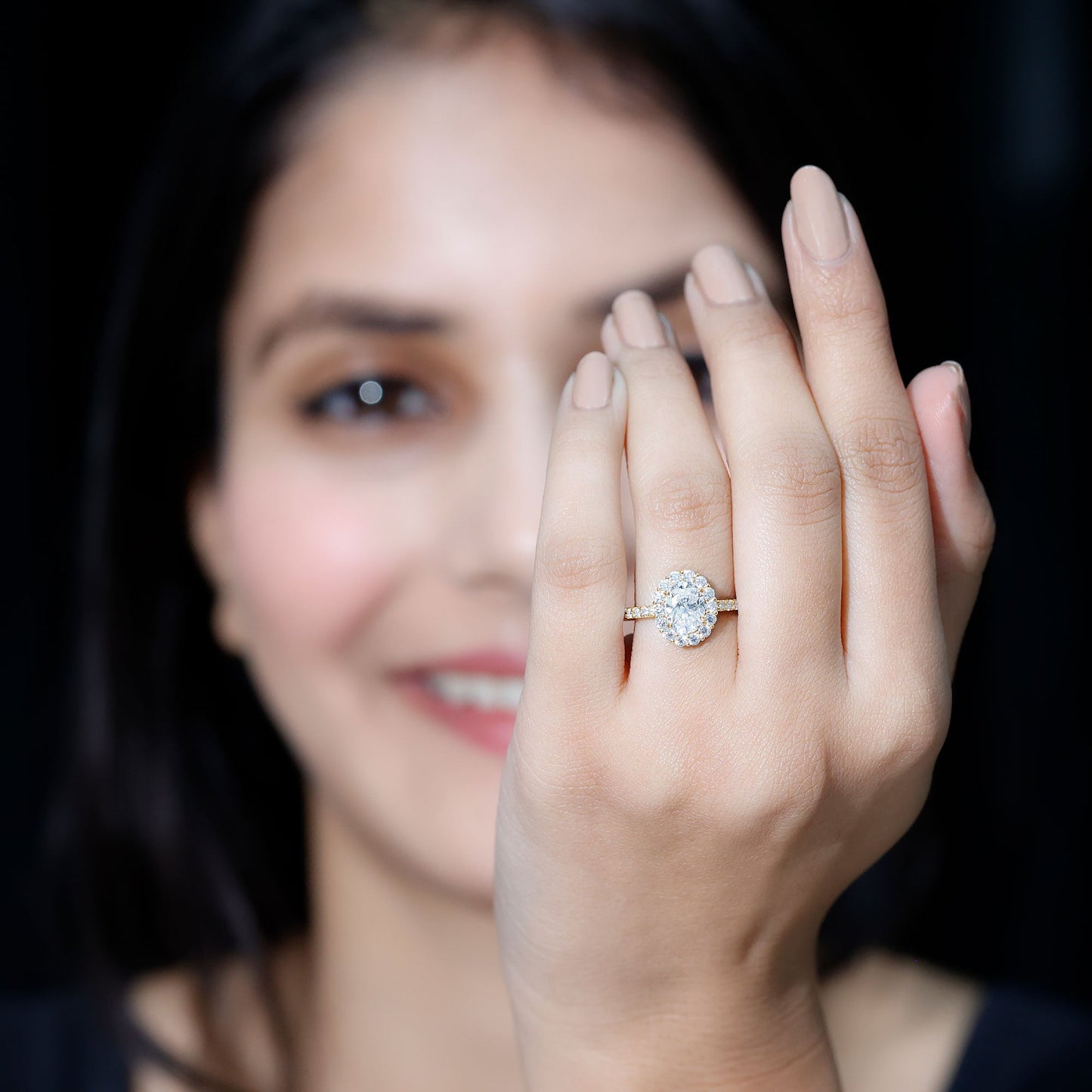 1.2 Carat Oval Cut Simulated Diamond Halo Engagement Ring